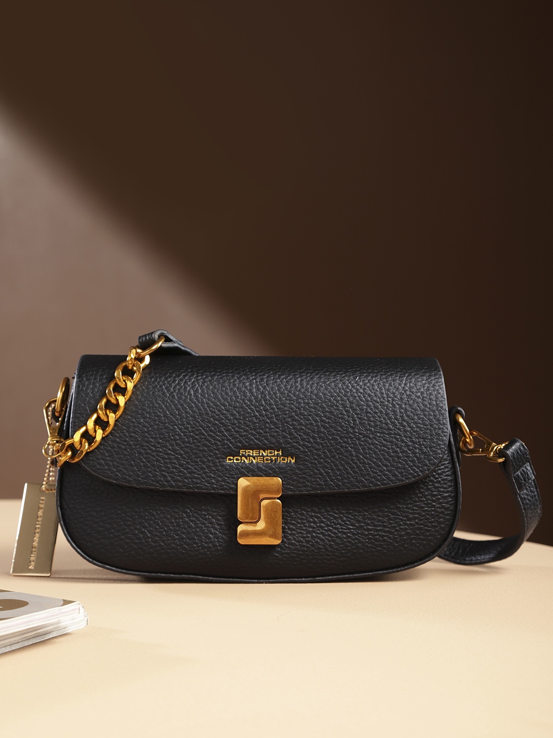 

French Connection Structured Shoulder Bag, Black