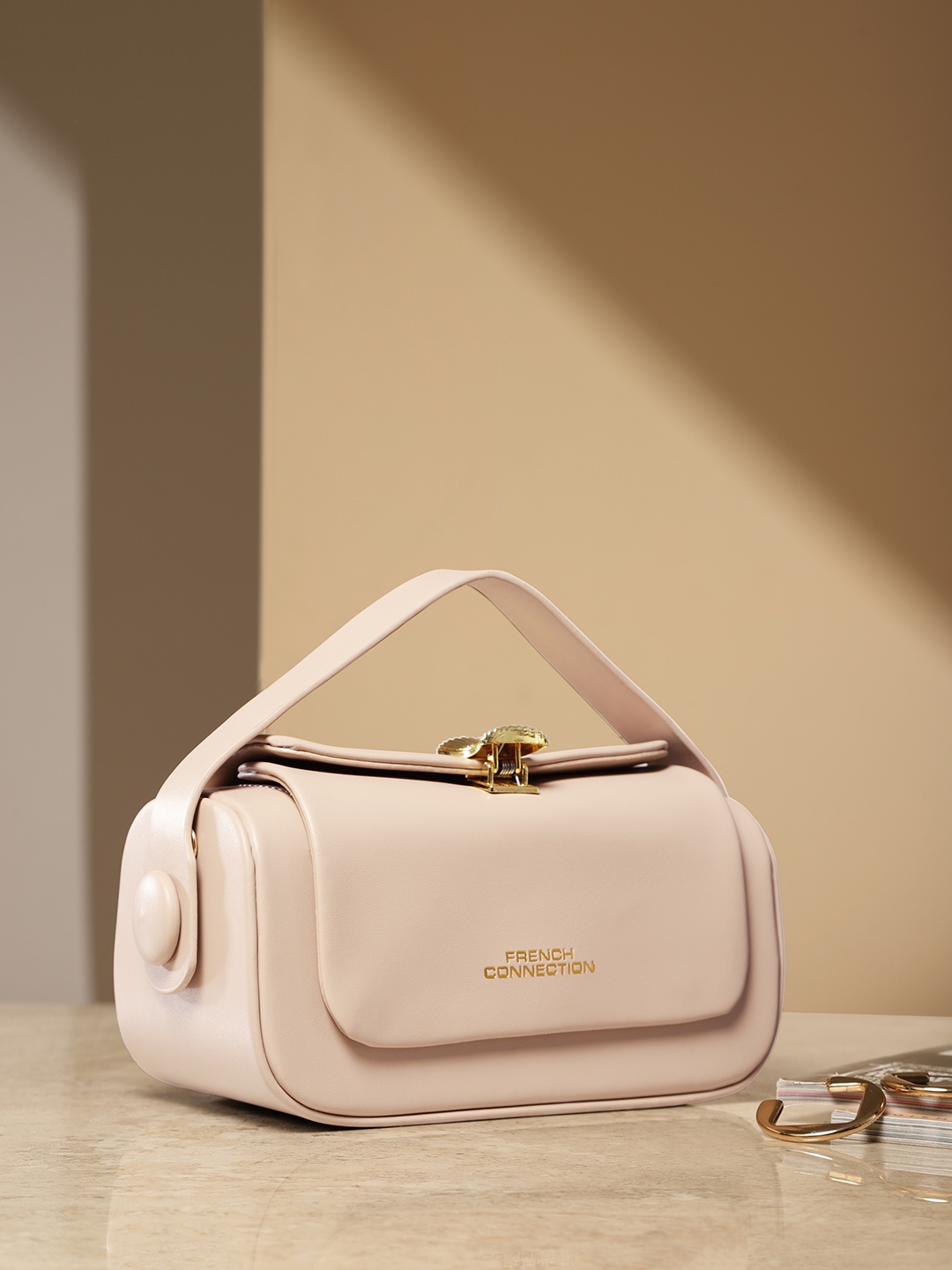 

French Connection PU Structured Handheld Bag, Beige