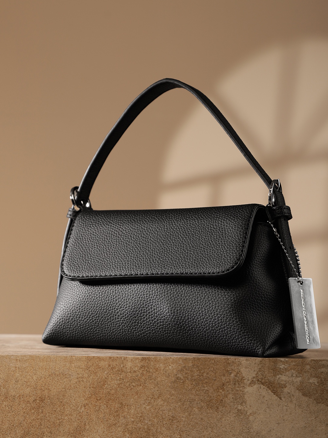 

French Connection Textured Structured Handheld Bag, Black
