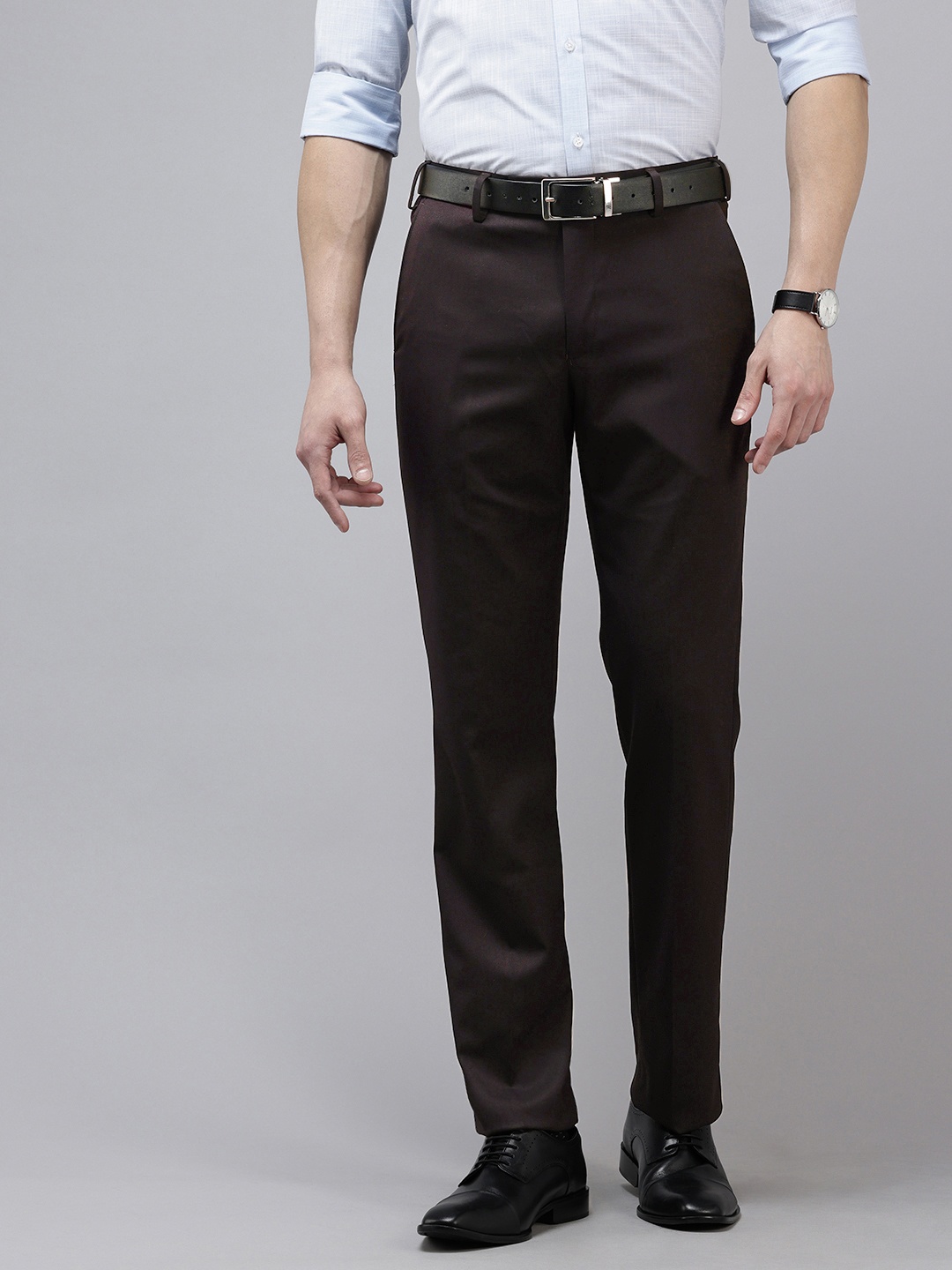 

Park Avenue Men Regular Fit Formal Trousers, Coffee brown