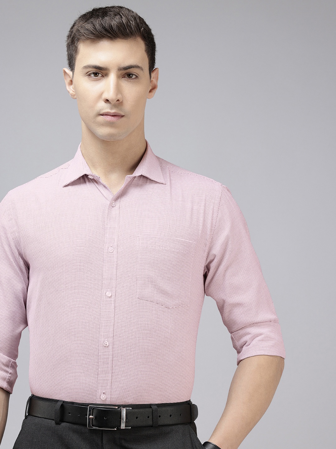 

Park Avenue Textured Slim Fit Formal Shirt, Pink