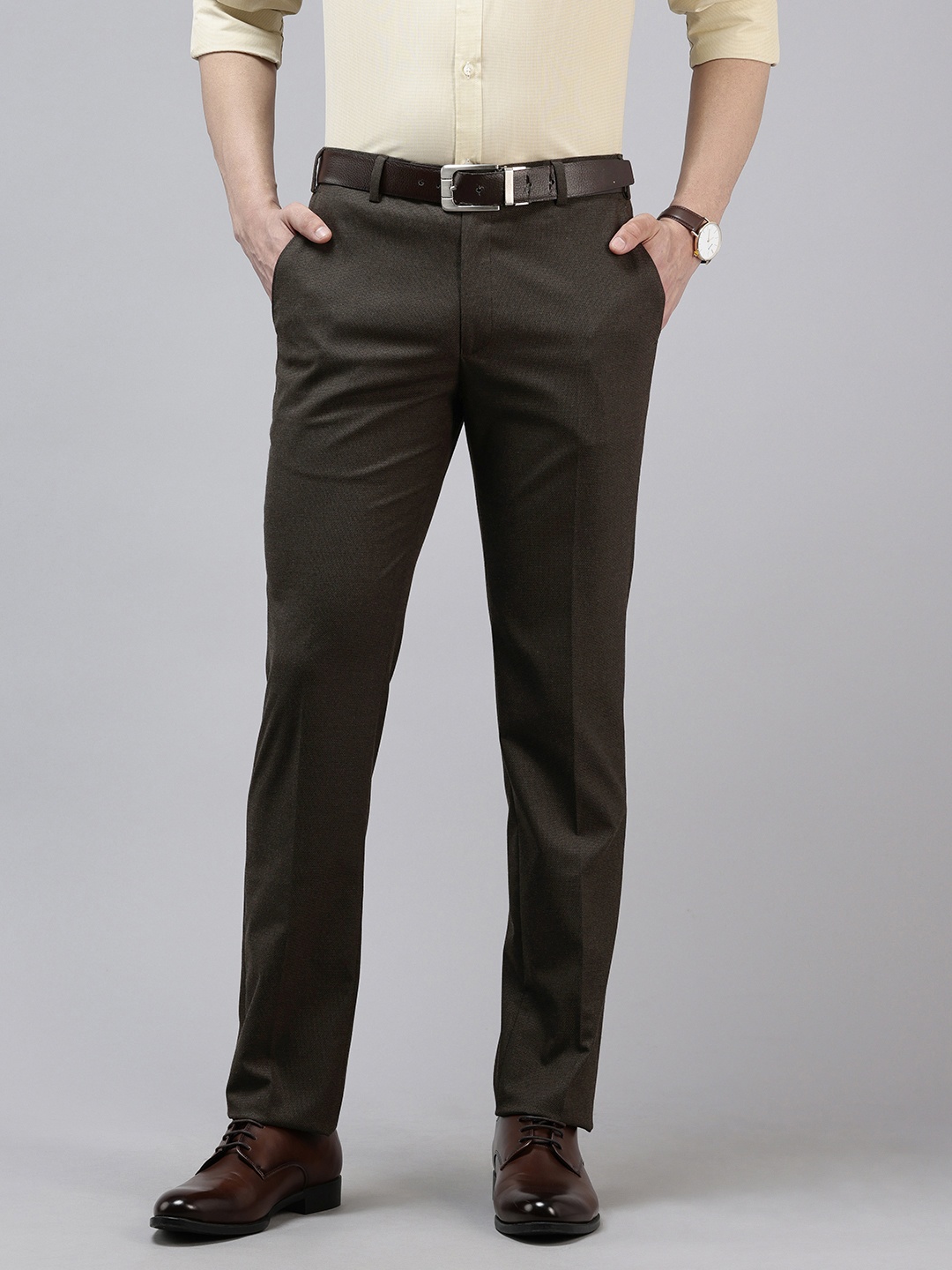 

Park Avenue Men Slim Fit Formal Trousers, Brown