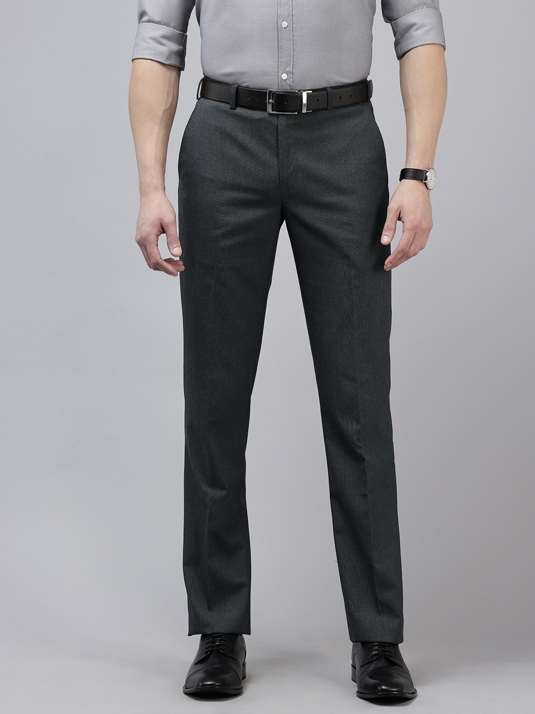 

Park Avenue Men Textured Formal Trousers, Grey