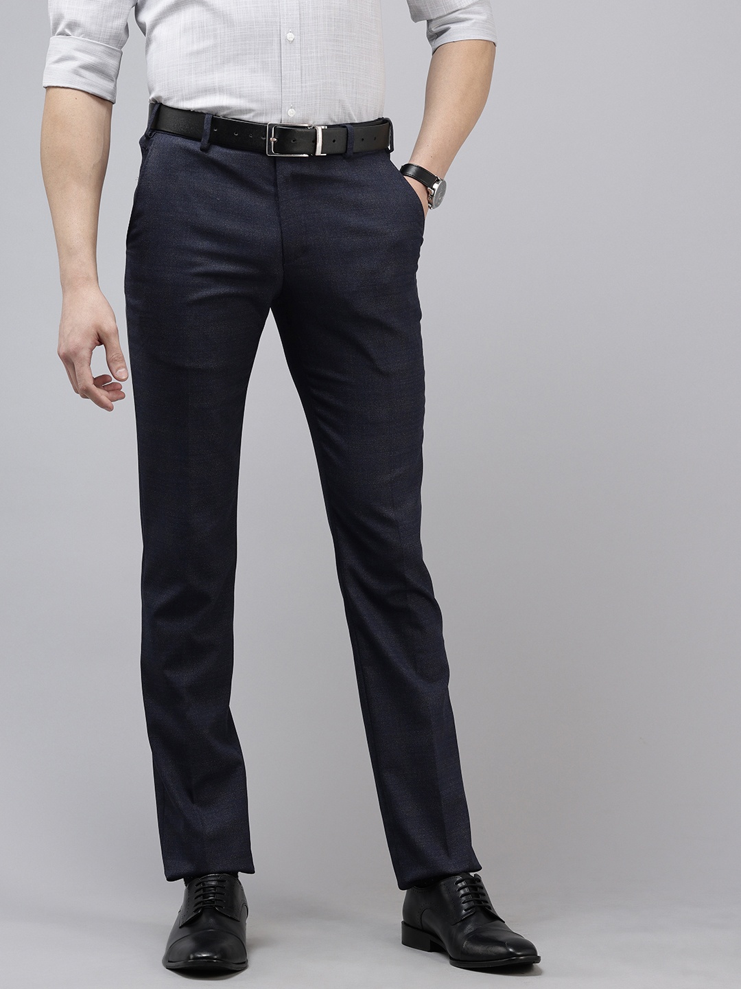 

Park Avenue Men Slim Fit Formal Trousers, Navy blue