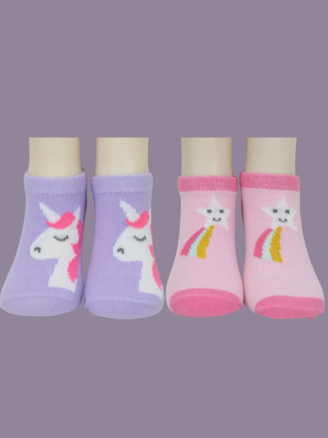 

Yellow Bee Infant Girls Pack Of 2 Patterned Cotton Ankle-Length Socks, Pink