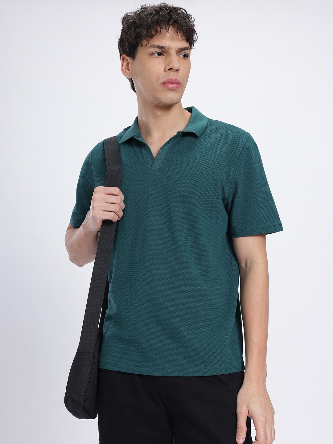 

glitchez Teal Tones Polo Collar T-shirt