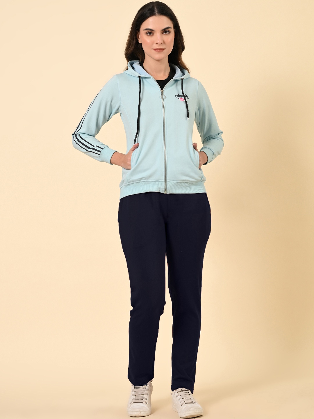 

STARFOX Slim Fit Hooded Fleece Oversized Zipper Sweatshirt with Trouser Tracksuit, Blue