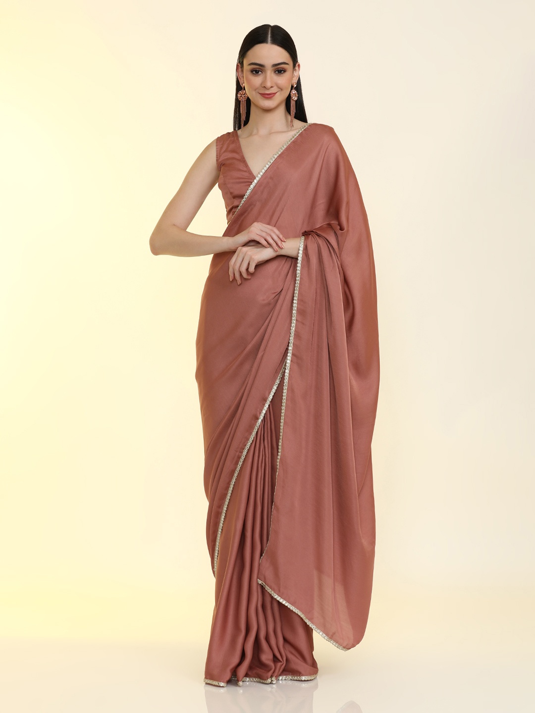 

Jaipur Kurti Gotta Patti Silk Blend Ready to Wear Saree, Pink