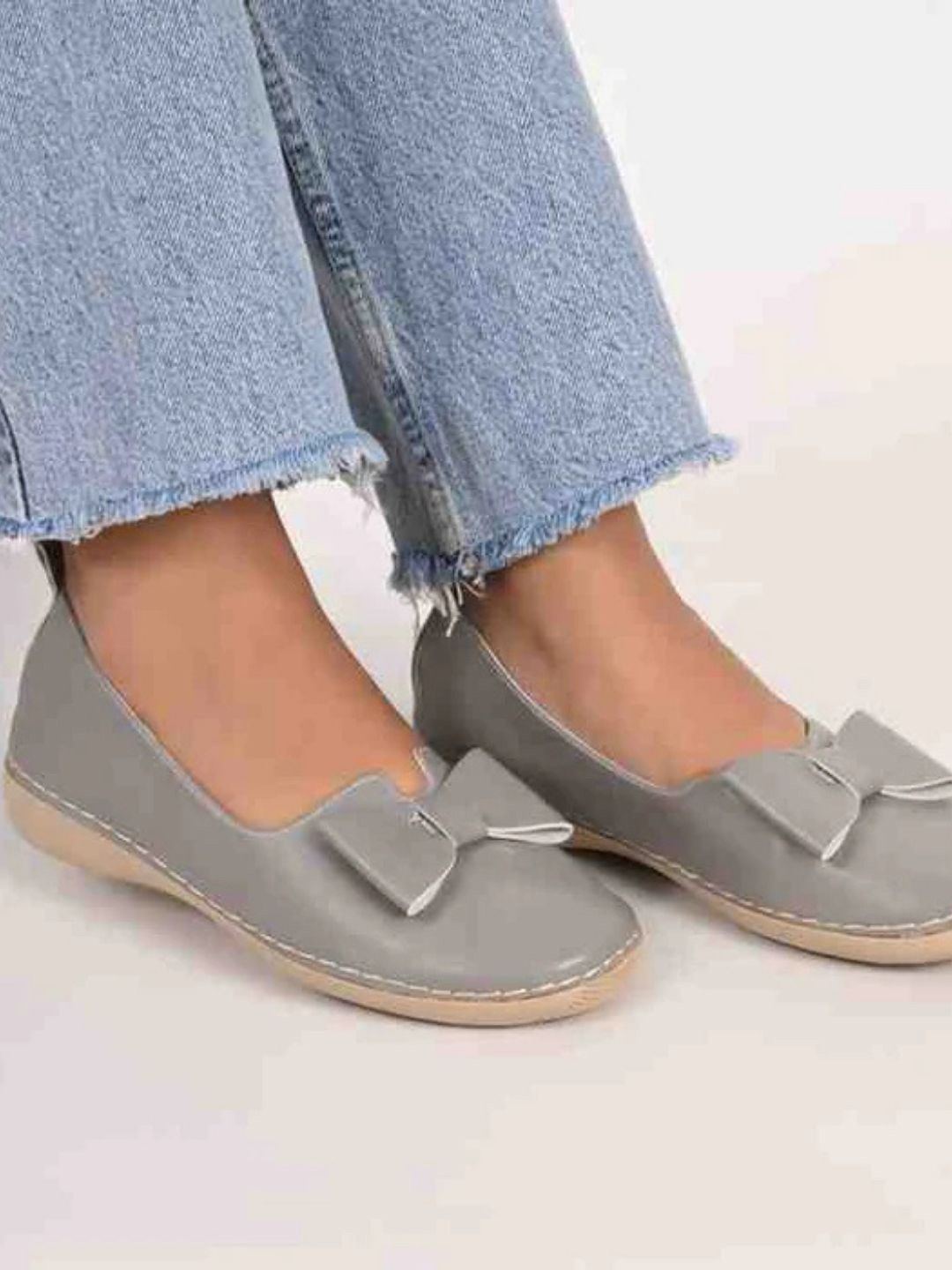 

San Marino by Shoe Bank Women Round Toe Ballerinas Flats, Grey