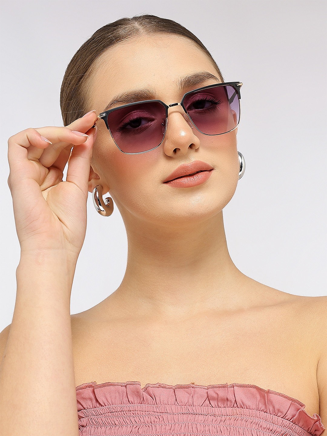 

Eyejack Unisex Square Sunglasses with UV Protected Lens 7021CL853, Purple
