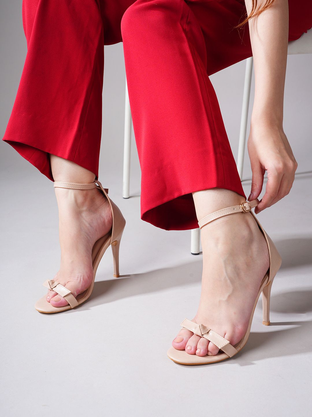 

Lavie Women Ankle Loop Stiletto Sandals with Buckles, Nude