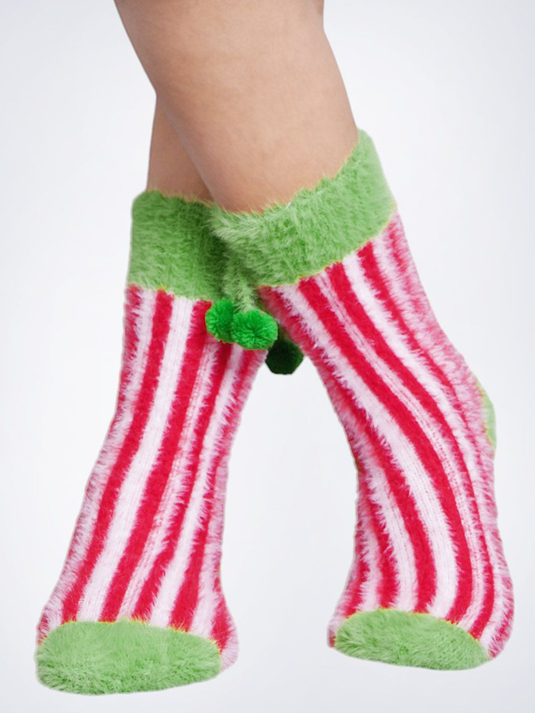 

Bharatasya Girls Striped Calf-Length Socks, Green
