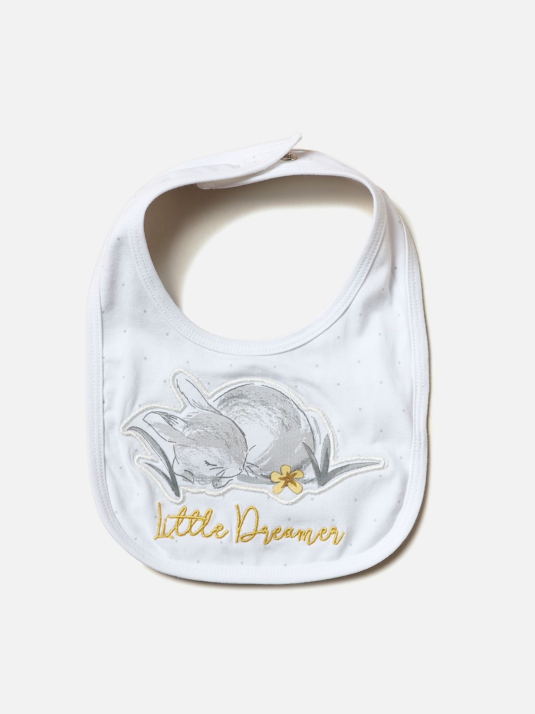 

Juniors by Babyshop Girls Bunny Applique Printed Bibs, White