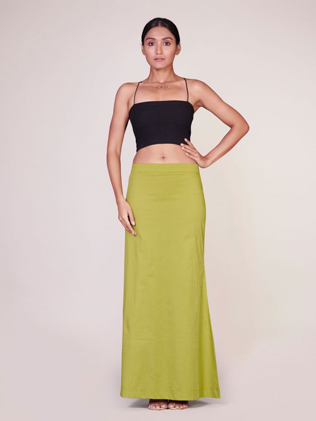 

I AM BY DOLLY JAIN D'coat Simple Petticoat Saree Shapewear, Green