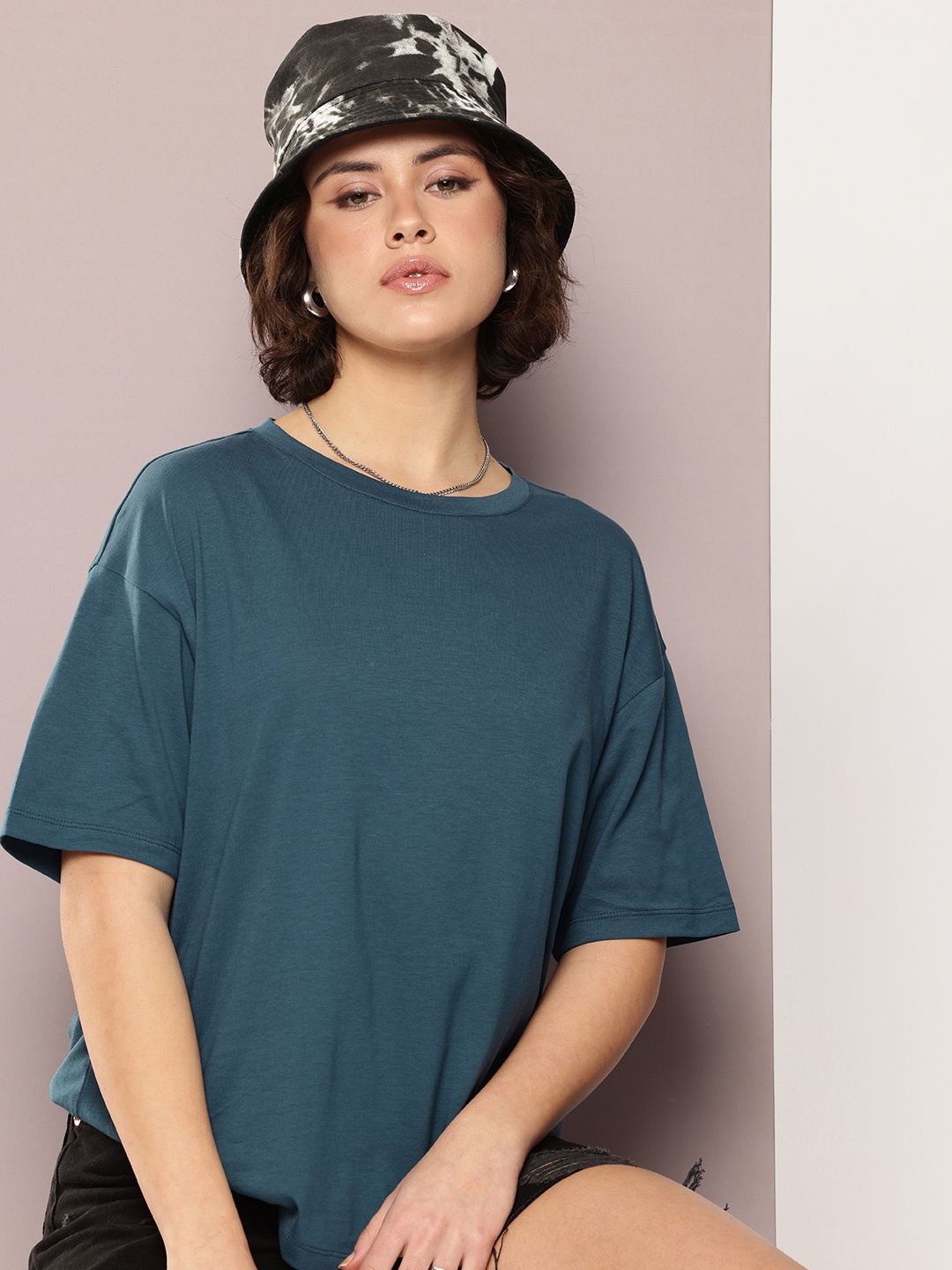 

Kook N Keech Pure Cotton Oversized T-shirt, Teal