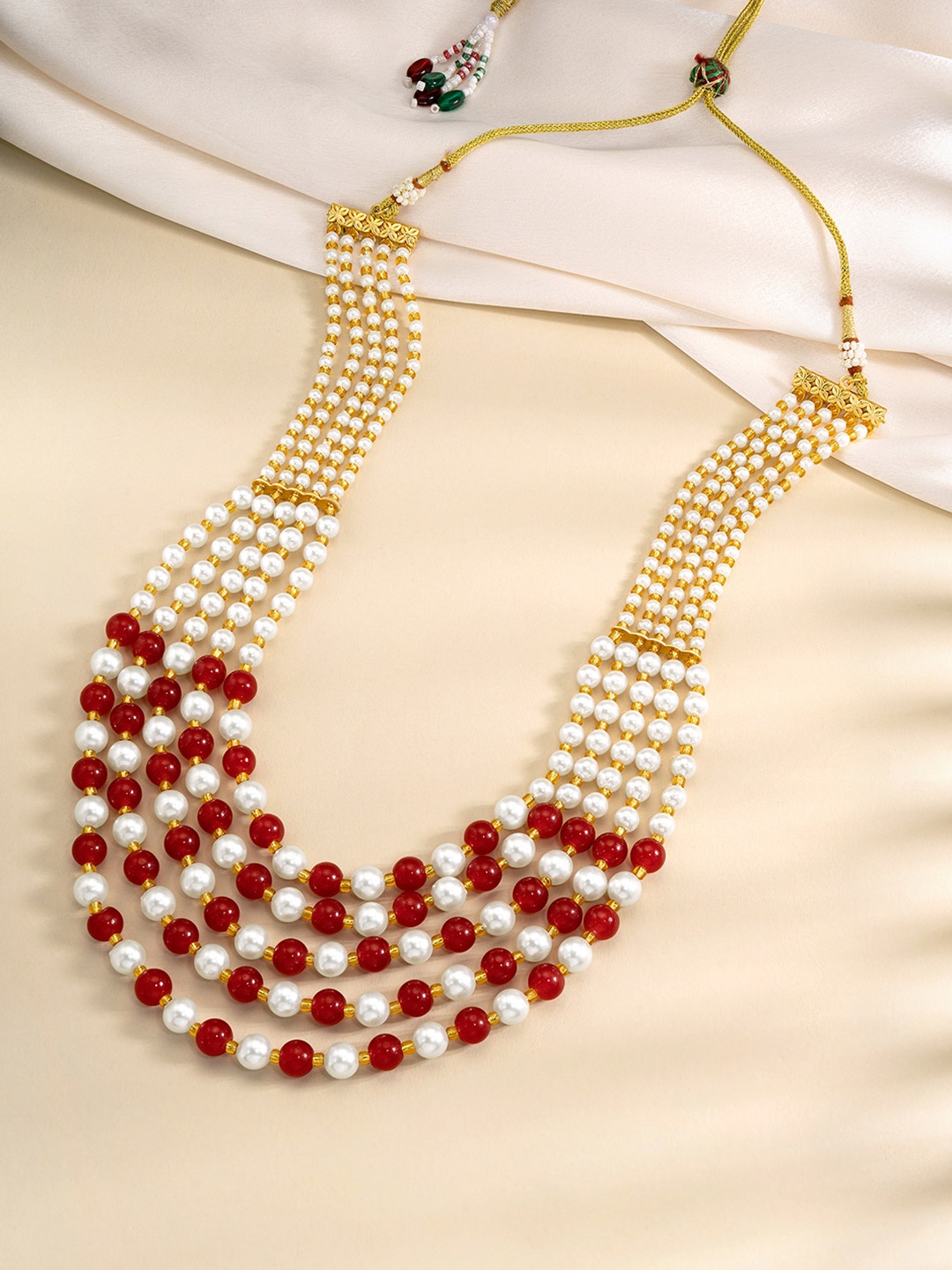 

Peora Gold-Plated Pearls Beaded Five Layered Necklace