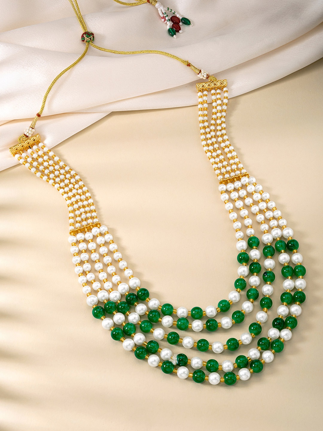 

Peora Gold-Plated Pearls Beaded Five Layered Necklace