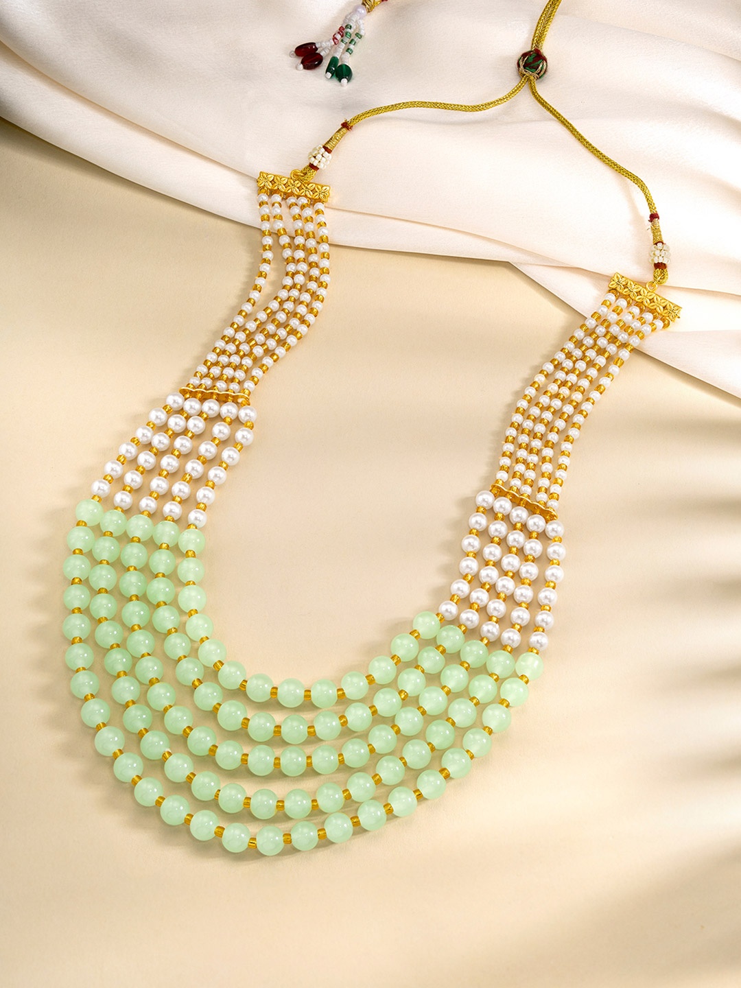 

Peora Gold-Plated Beaded 5 Layered Statement Necklace