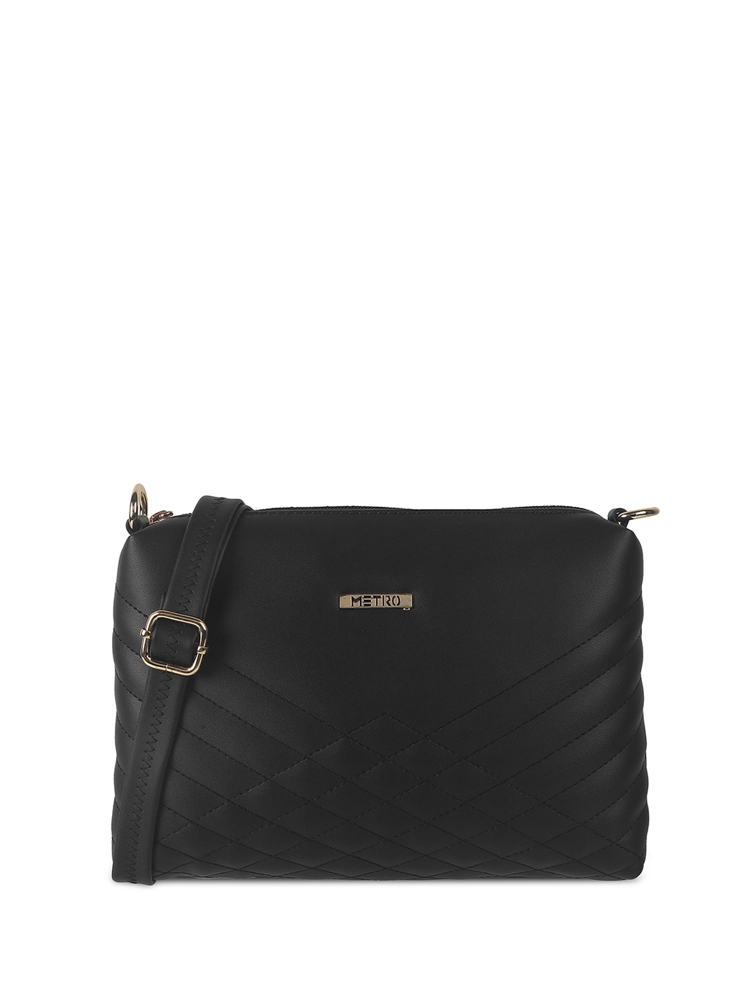 

Metro Structured Women Quilted Structured Sling Bag, Black