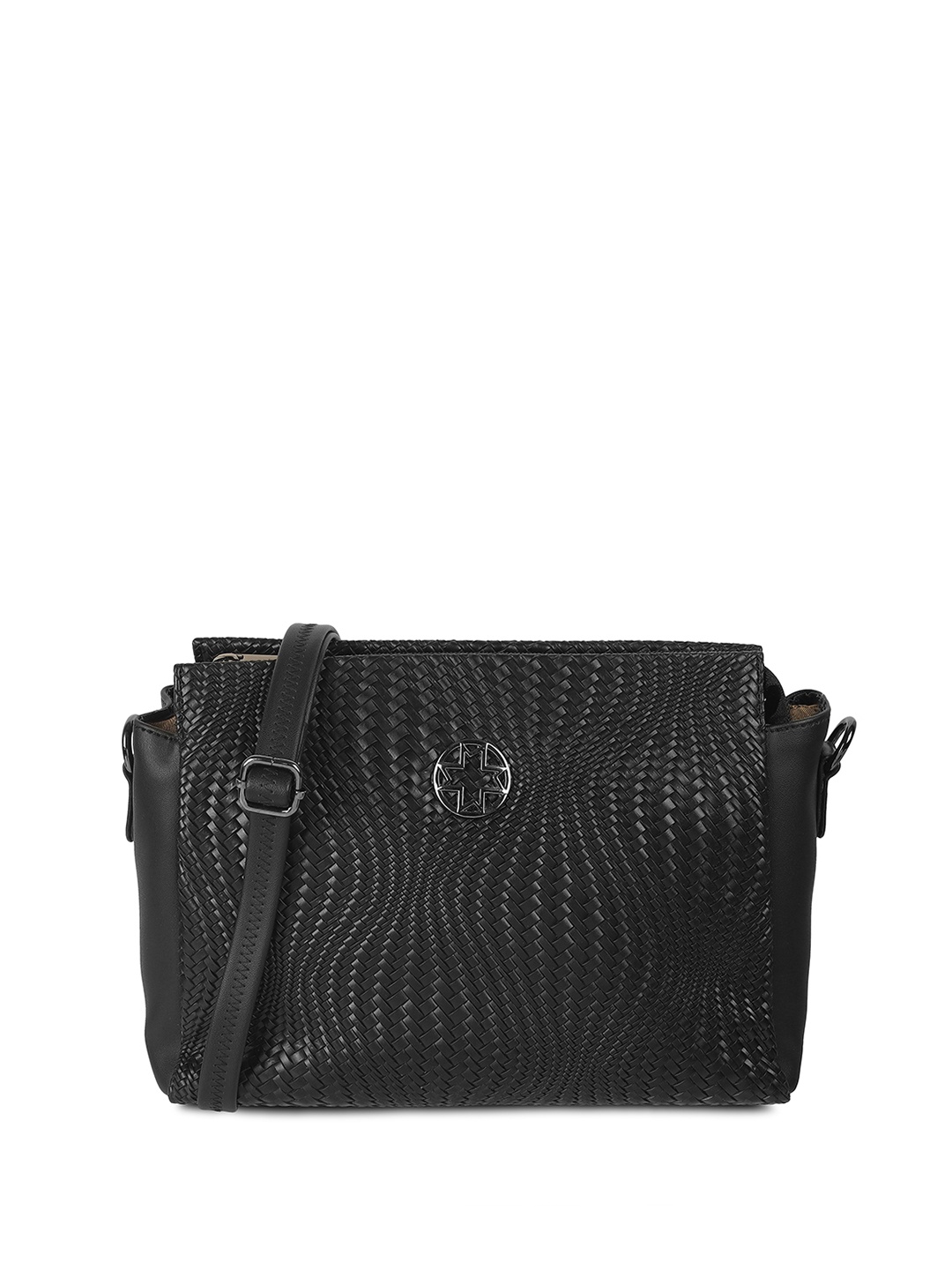 

Metro Women Textured Swagger Sling Bag, Black