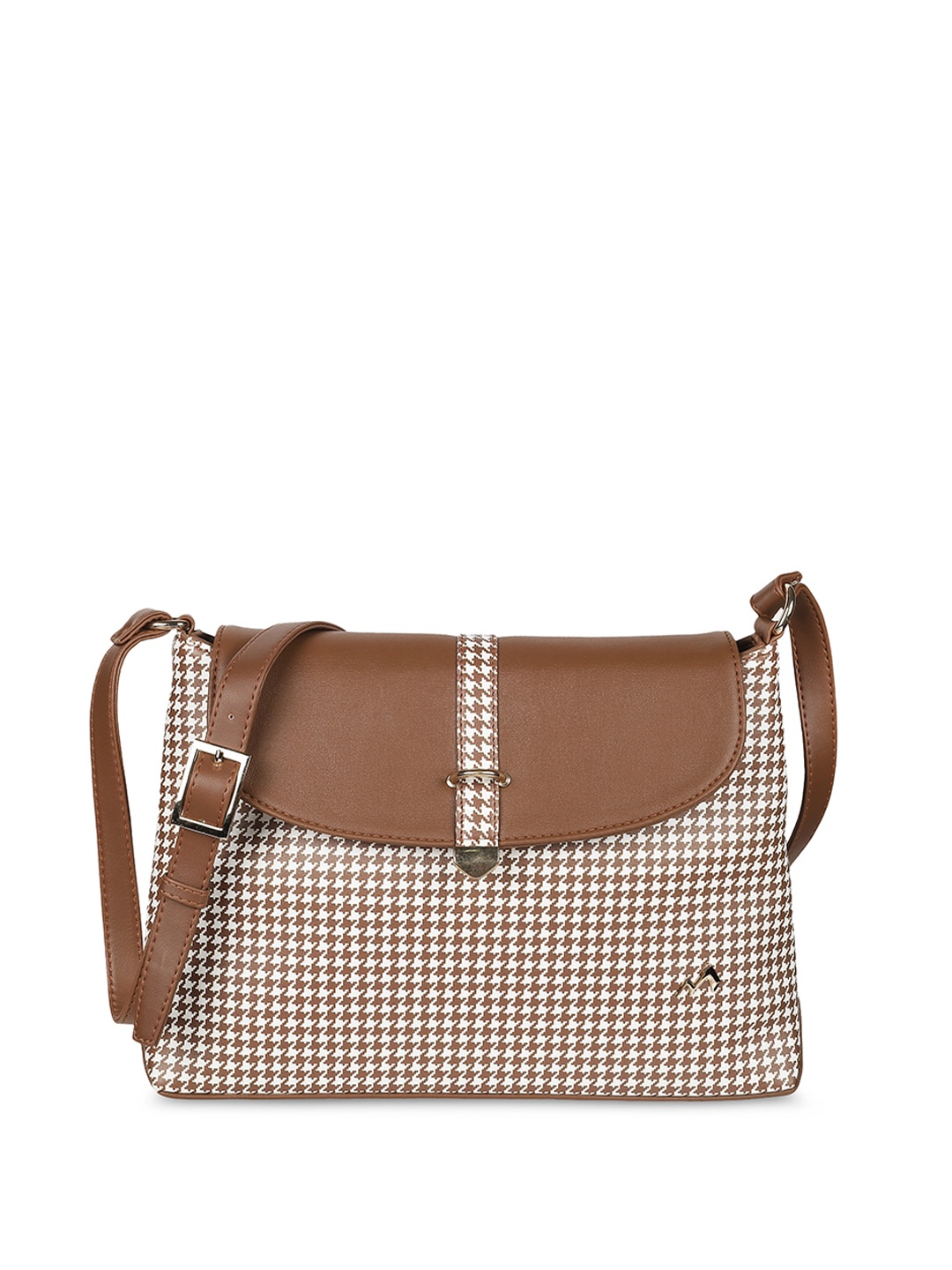 

Metro Women Checked Printed Structured Sling Bag, White