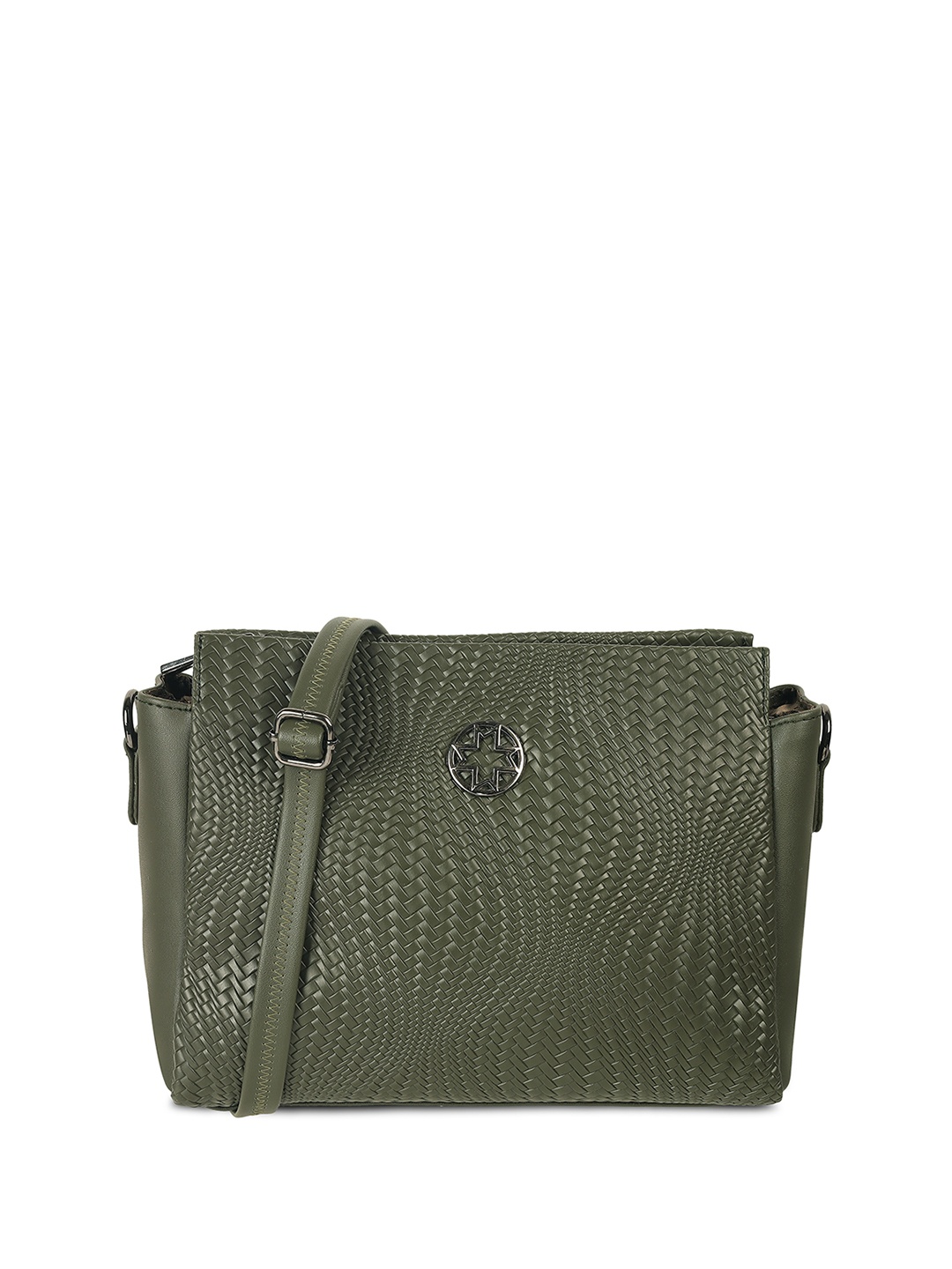 

Metro Women Textured Structured Sling Bag, Olive