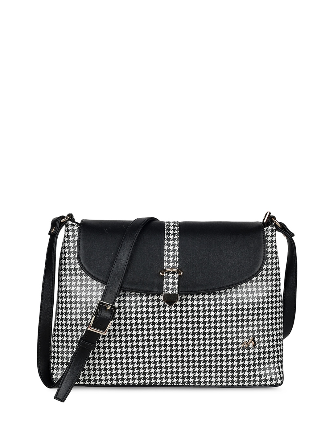 

Metro Women Checked Structured Casual Sling Bag, Black