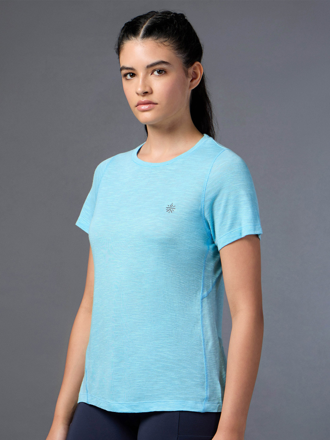 

CULT Women Moisture Wicking Solid Round Neck T-shirt, Blue