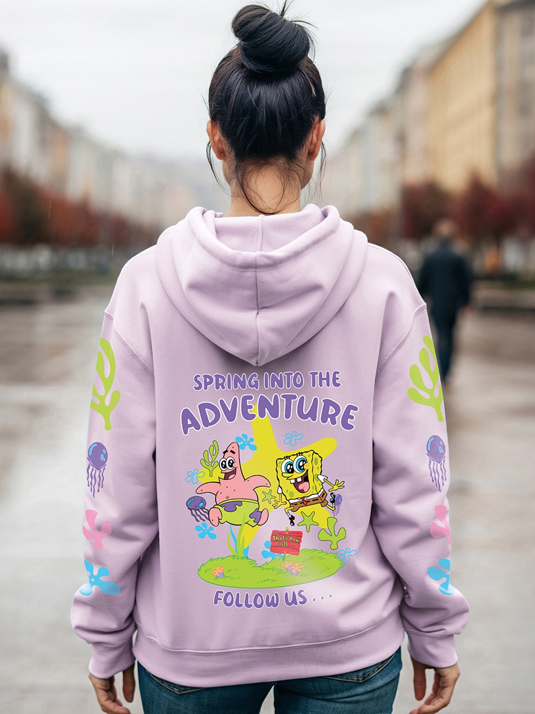 

Bewakoof Heavy Duty Women Printed Hooded Sweatshirt, Purple