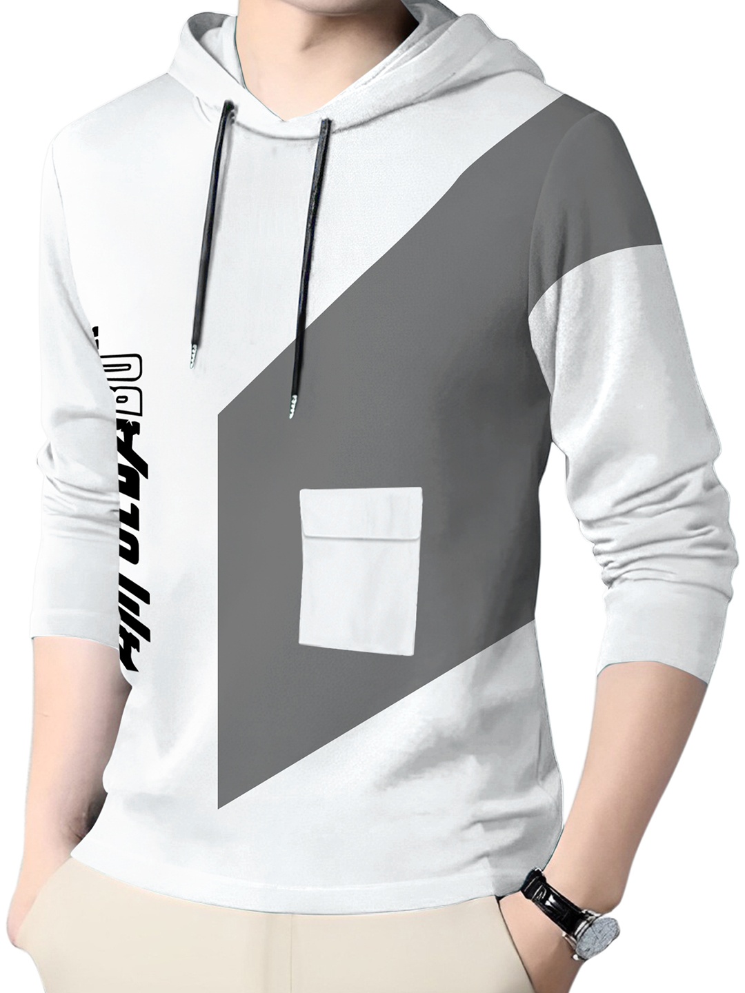 

AUSK Men Typography Printed Hood Cotton T-shirt, White
