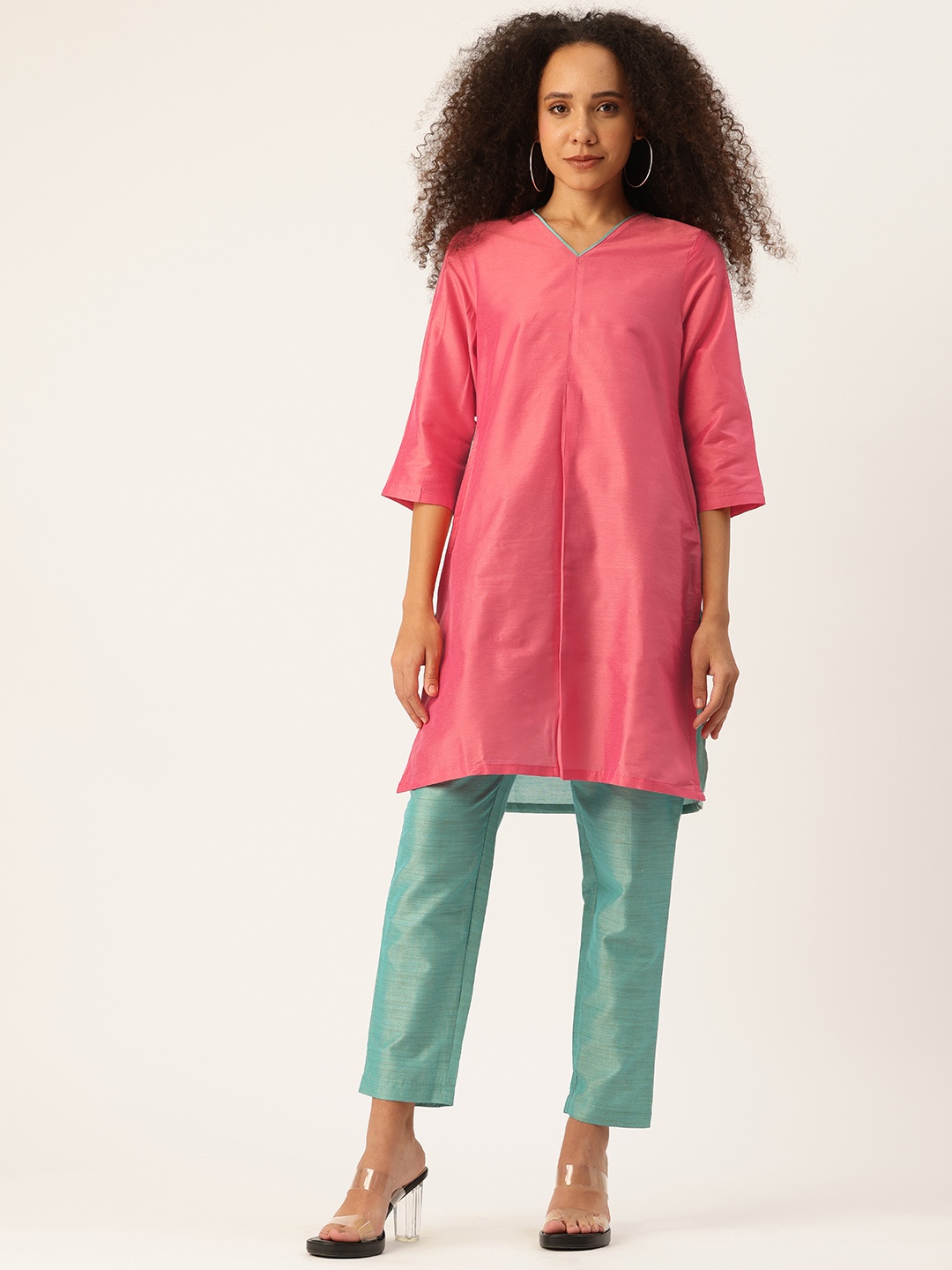 

Off label Colourblocked Tunic with Trousers Co-Ord Set, Pink