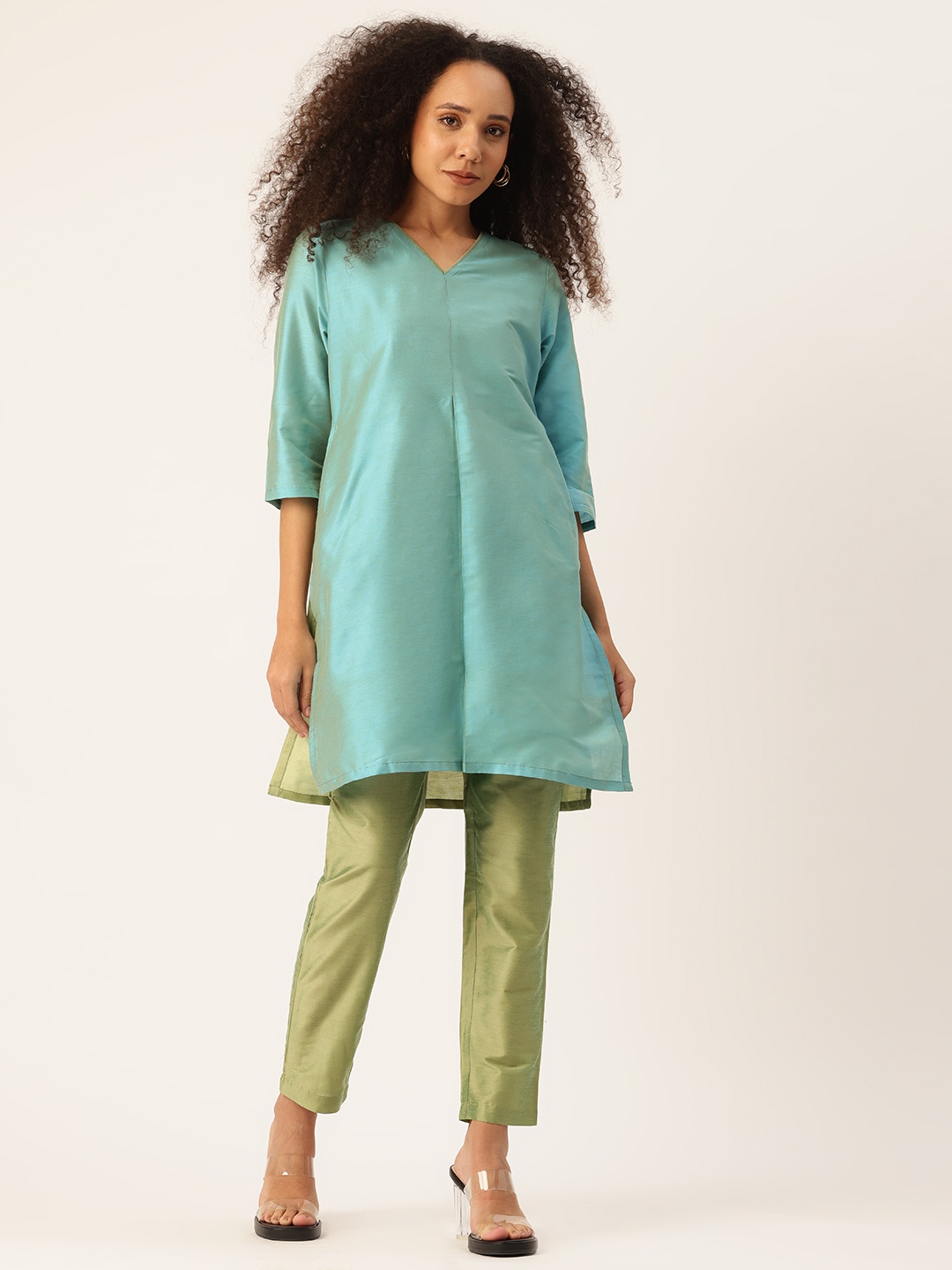 

Off label Colourblocked Tunic with Trousers Co-Ord Set, Blue