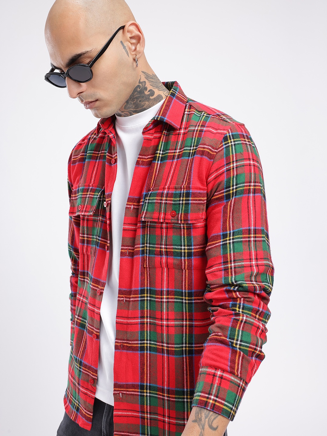 

glitchez Timeless Classic Checked Casual Shirt, Red