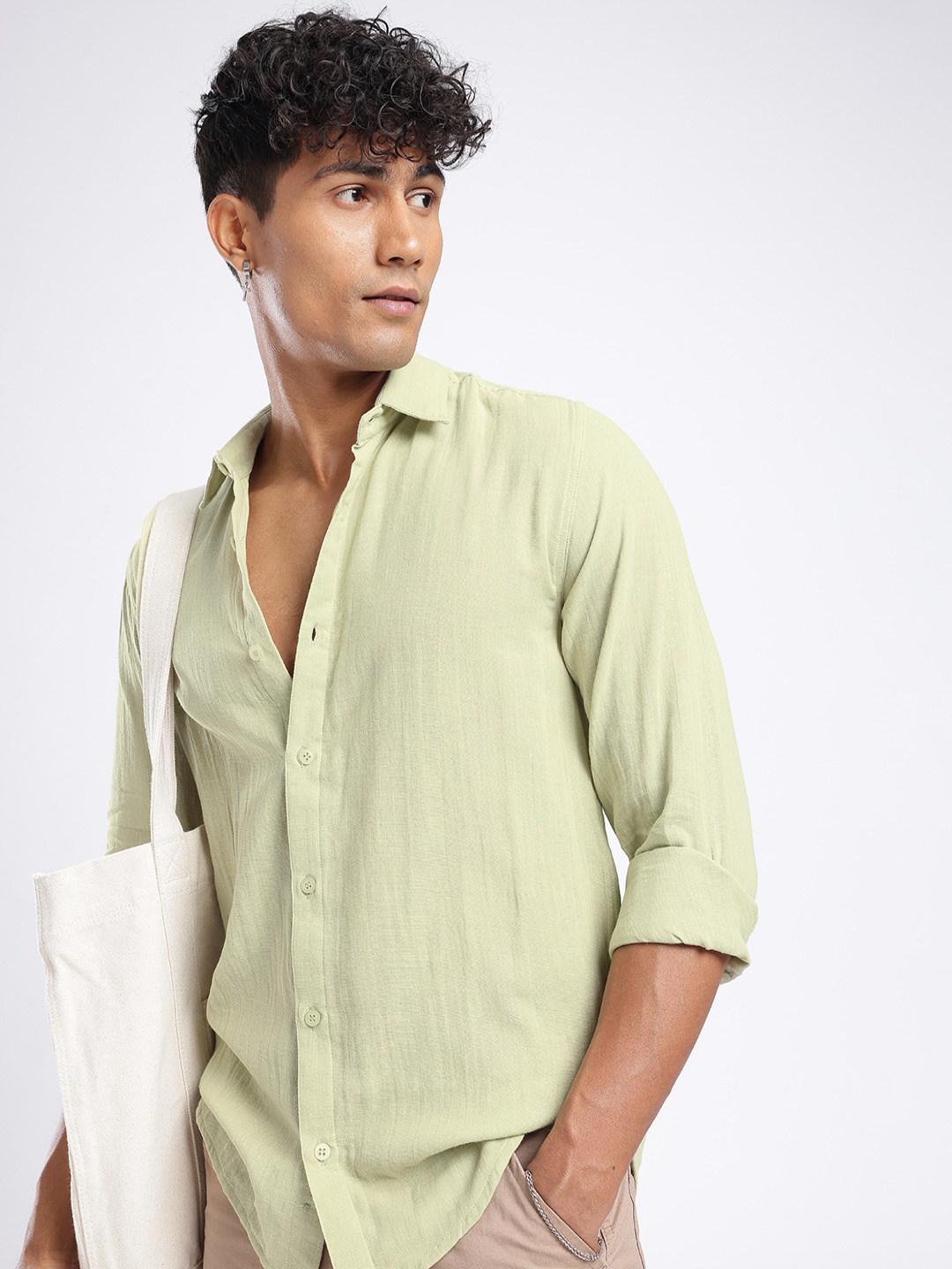 

glitchez Cool Vibe Crushed Regular Fit Shirt, Green