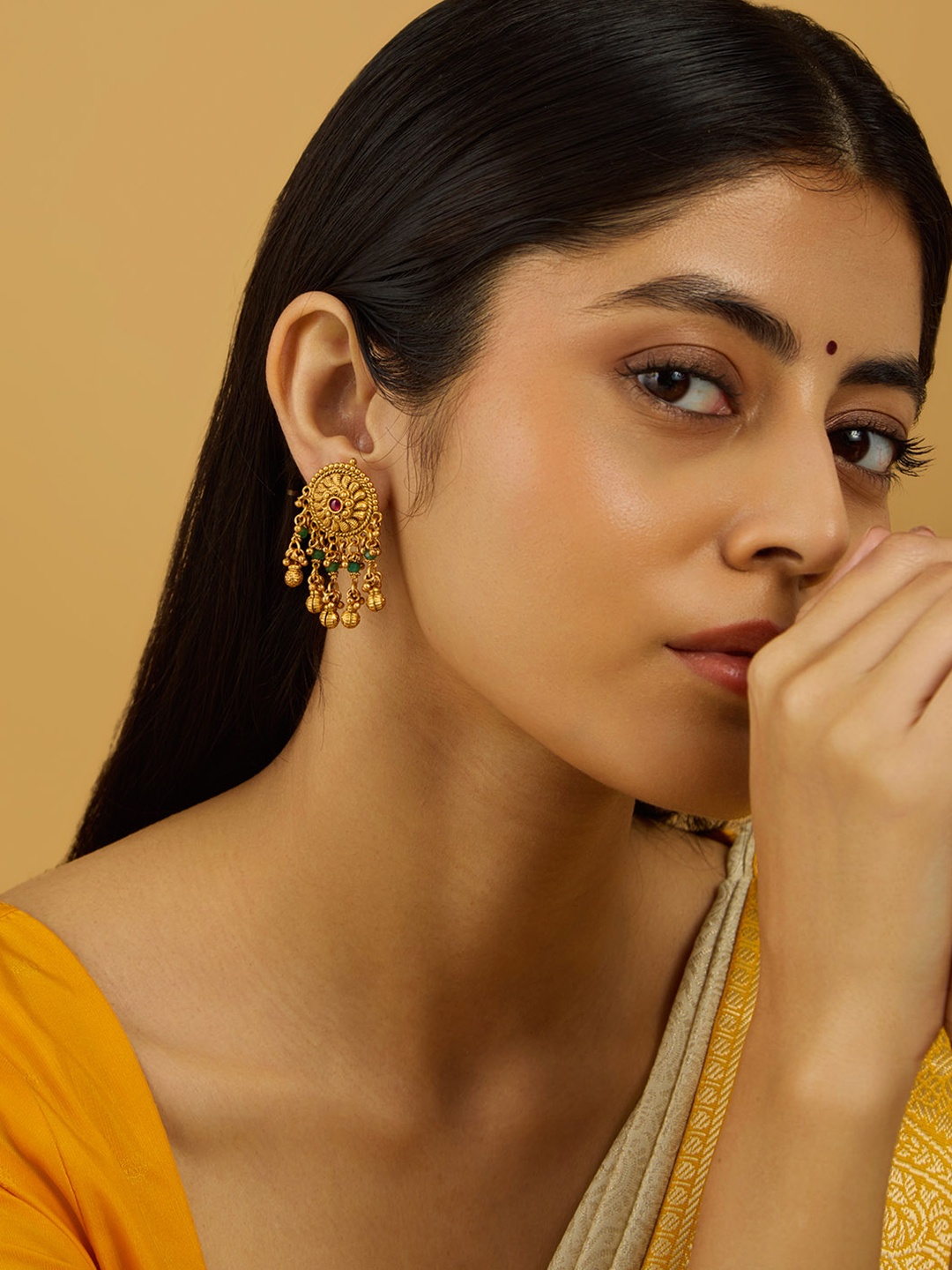 

Kushal's Fashion Jewellery Circular Studs Earrings, Red