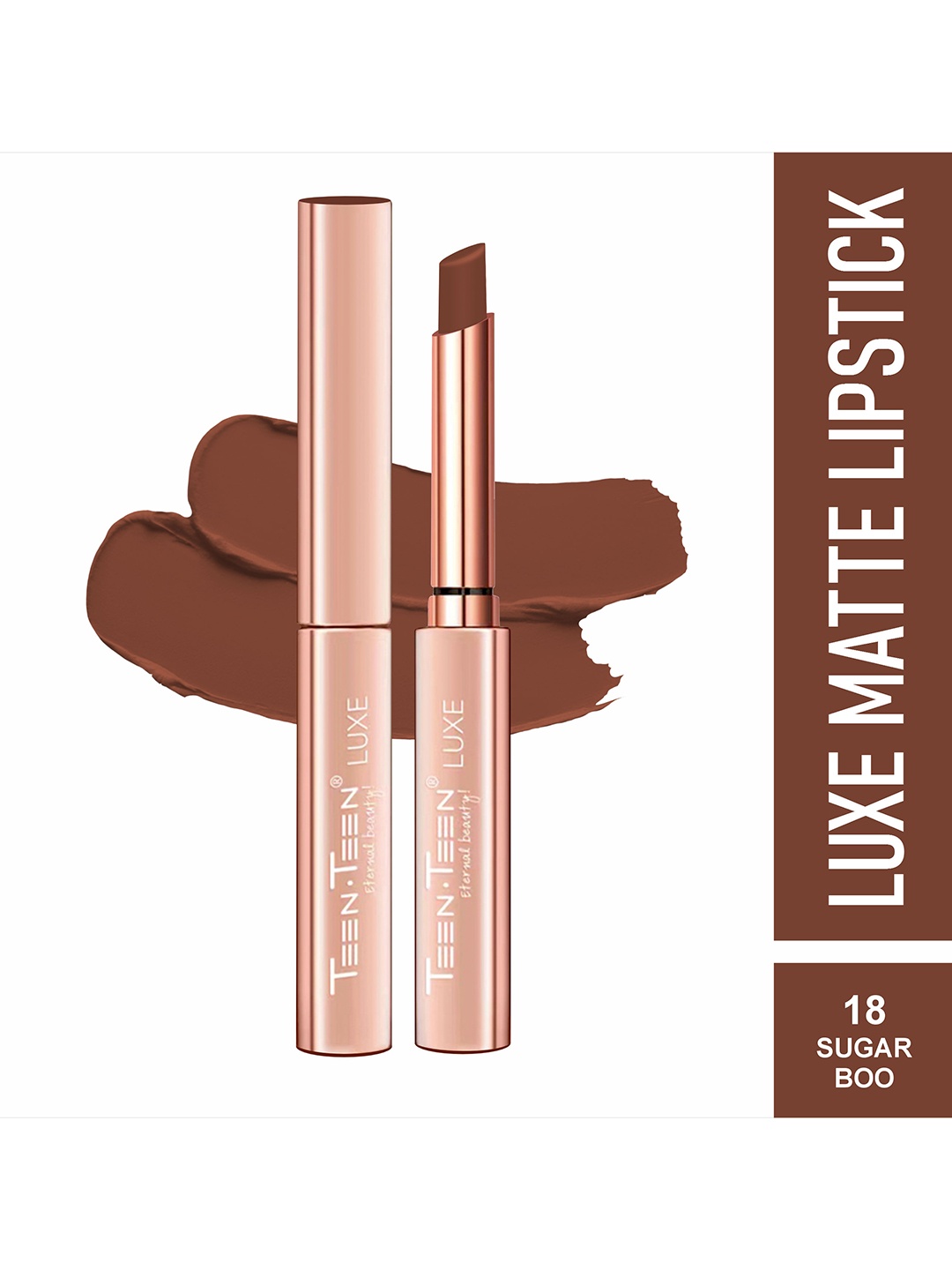 

TEEN TEEN COSMETICS Luxe Matte Long Lasting Non Transfer Lipstick- 1g- Sugar-Boo 18, Brown