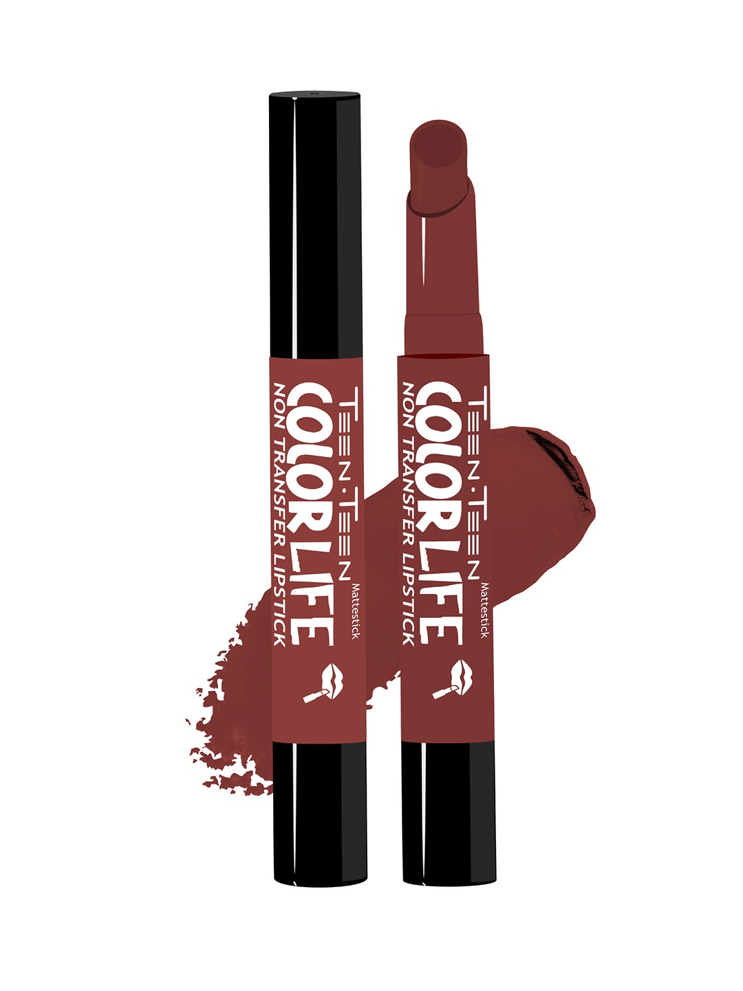 

TEEN TEEN COSMETICS Color Life Long Lasting Matte Lipstick With Primer- 2g - Brick Wine 06, Maroon