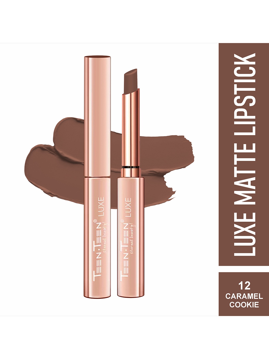 

TEEN TEEN COSMETICS Luxe Matte Long Lasting Non Transfer Lipstick- 1 g - Caramel-Cookie 12, Brown