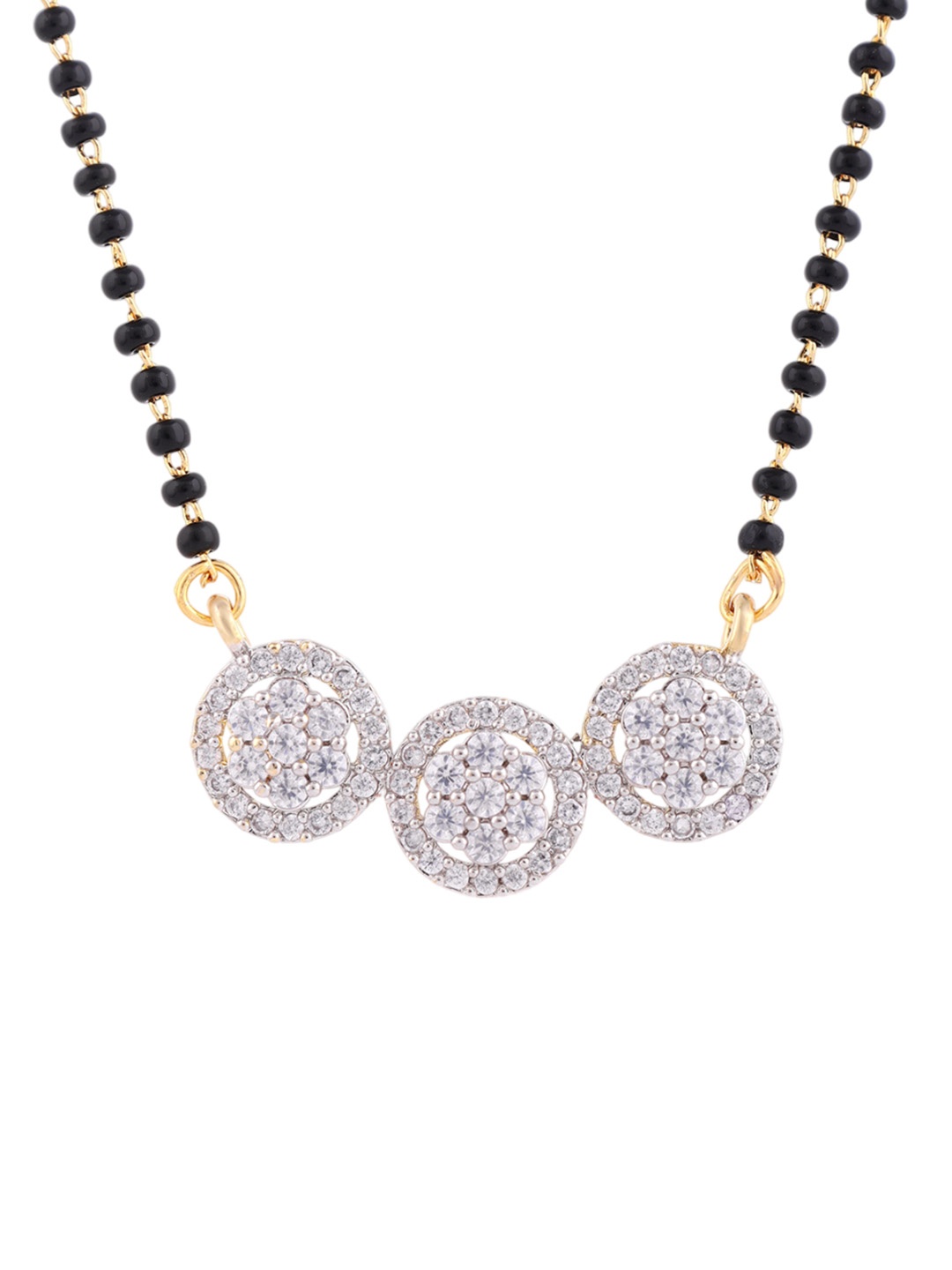 Wynona Gold-Plated Artificial Stones and Beads Mangalsutra, Black