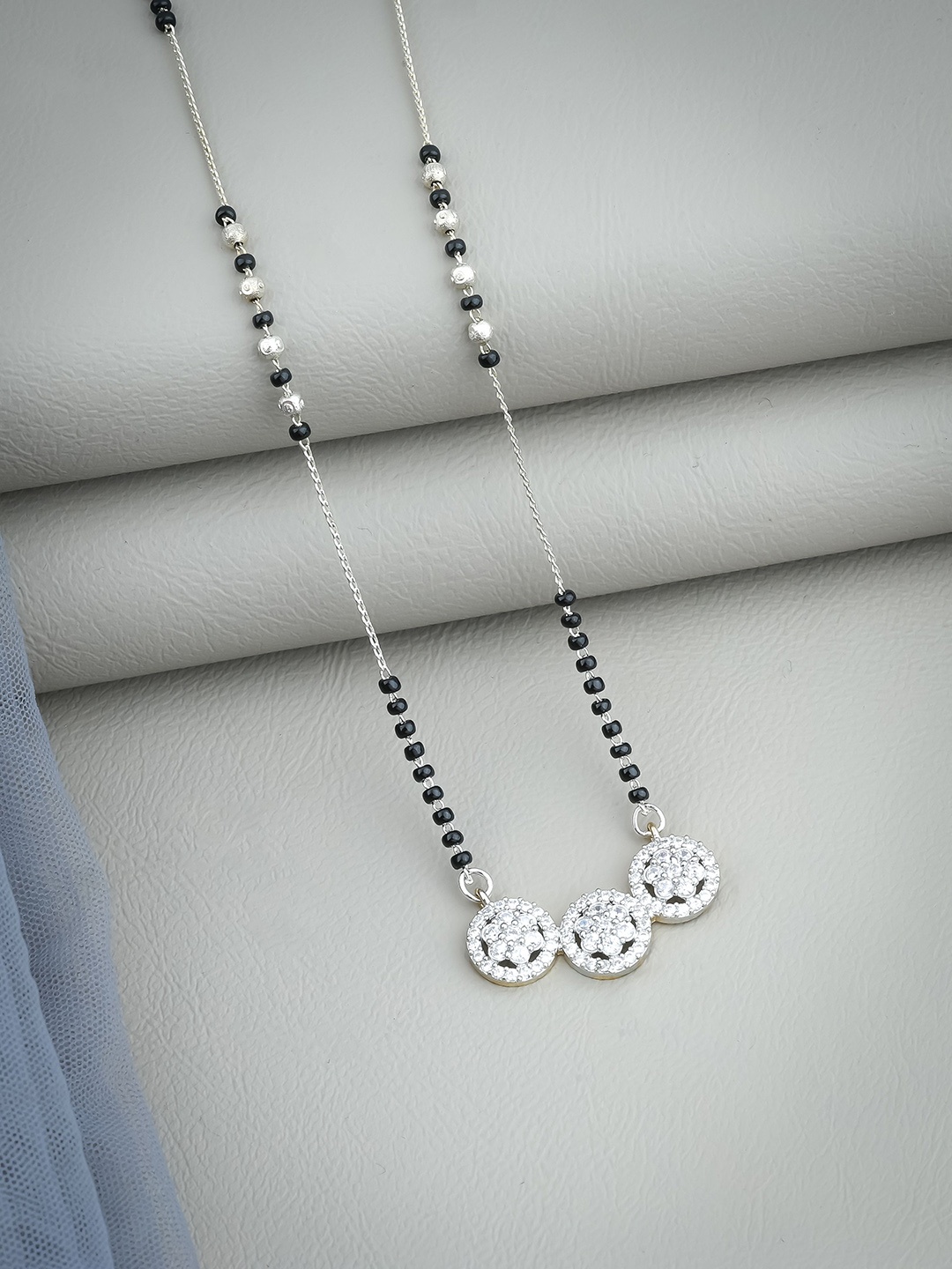 Wynona Silver-Plated Artificial Stones and Beads Mangalsutra