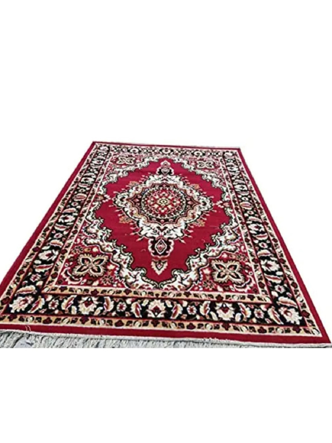 

Samjeeda Handloom carpets Red & Black Geometric Anti-Skid Carpet