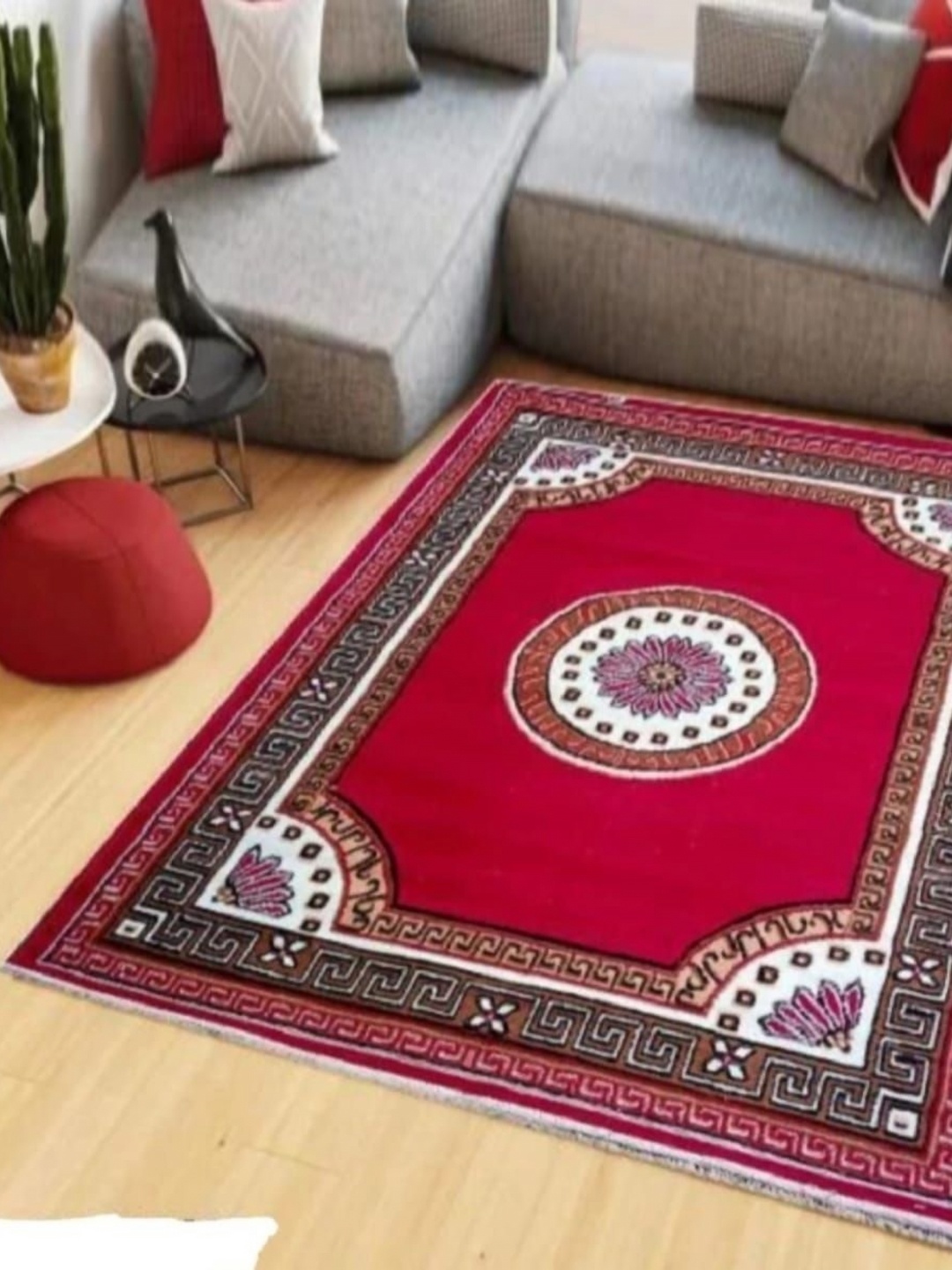 

Samjeeda Handloom carpets Red & Brown Geometric Printed Anti-Skid Carpet