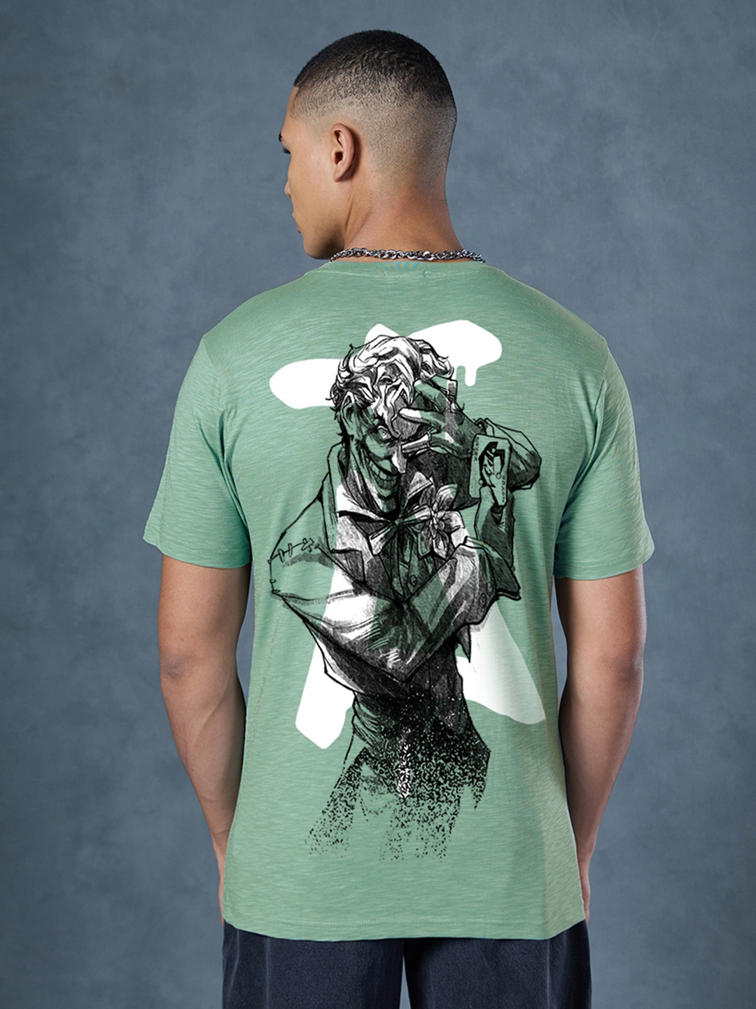 

Bewakoof Men Graphic Printed Round Neck Cotton T-shirt, Green