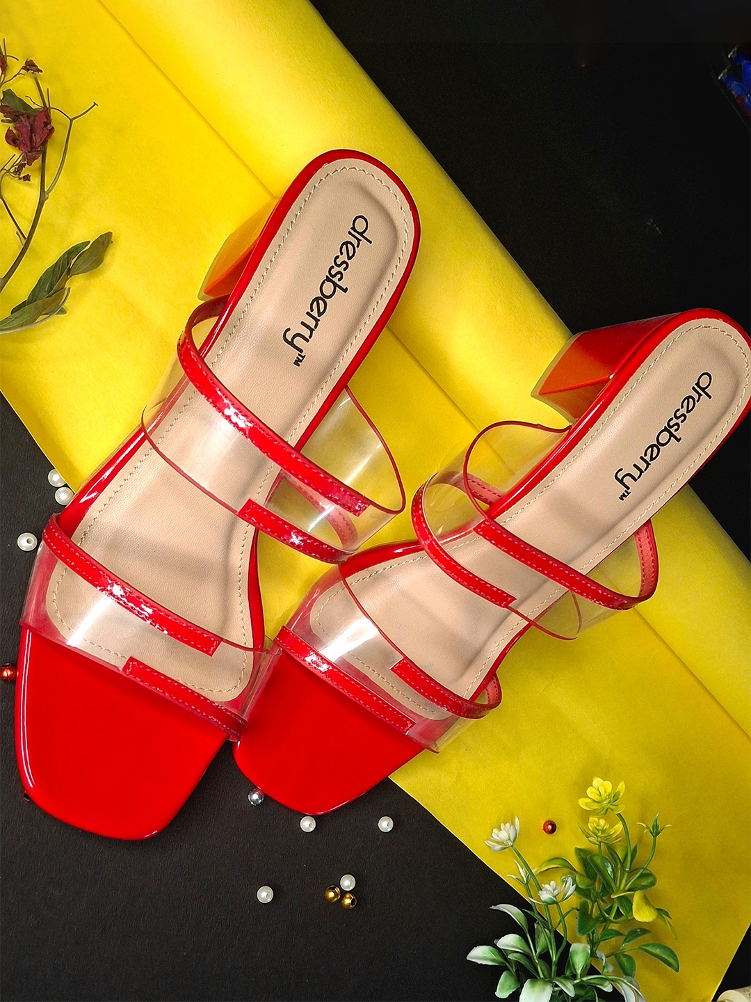 

DressBerry Women Transparent Sandals, Red