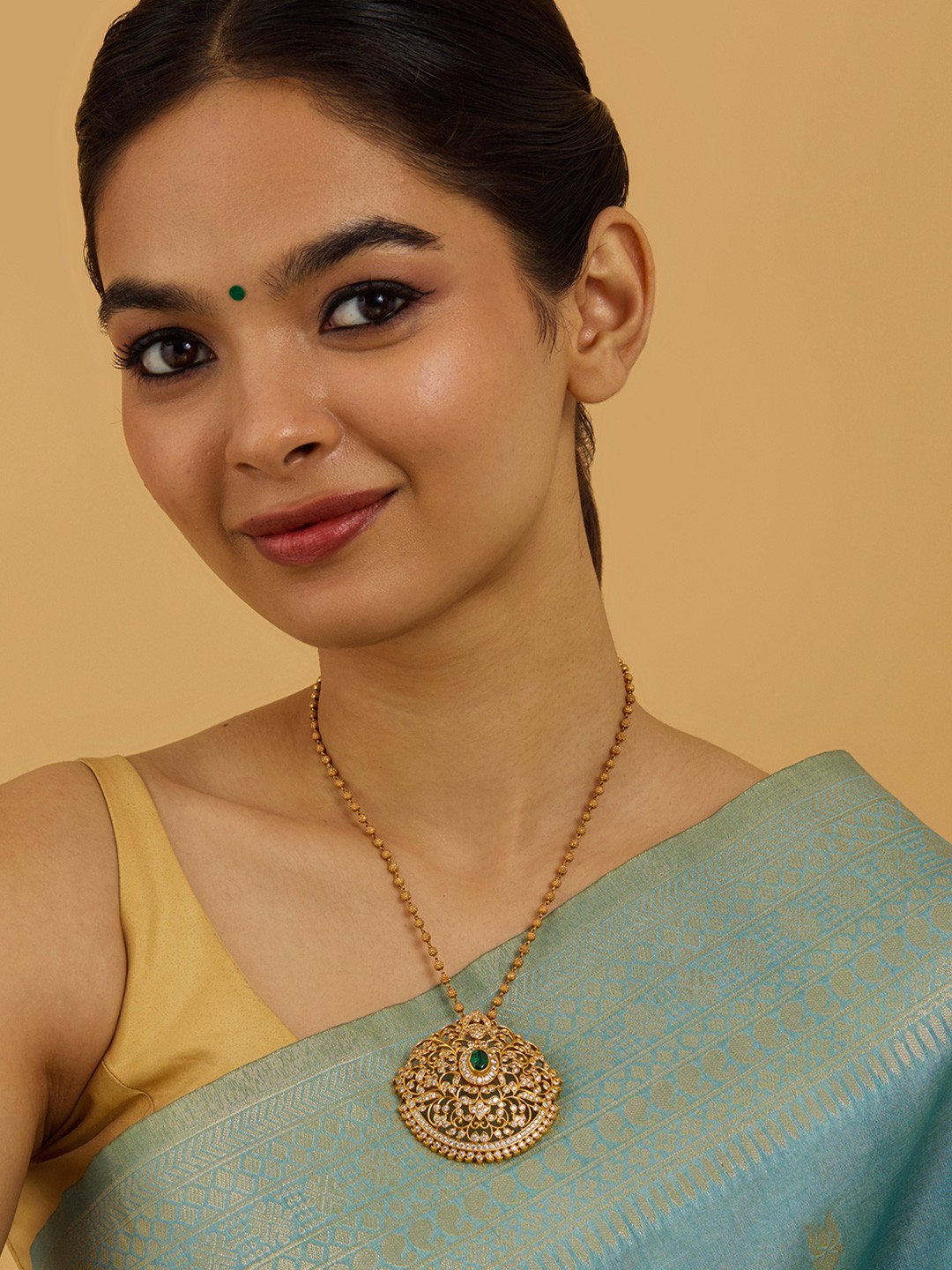 

Kushal's Fashion Jewellery 92.5 Pure Silver Gold-Plated Circular Pendants