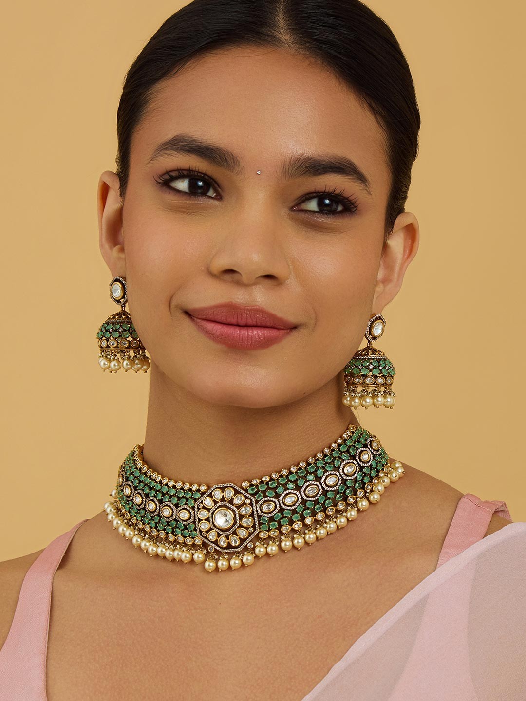 

Kushal's Fashion Jewellery Kundan-Studded Jewellery Set, Gold