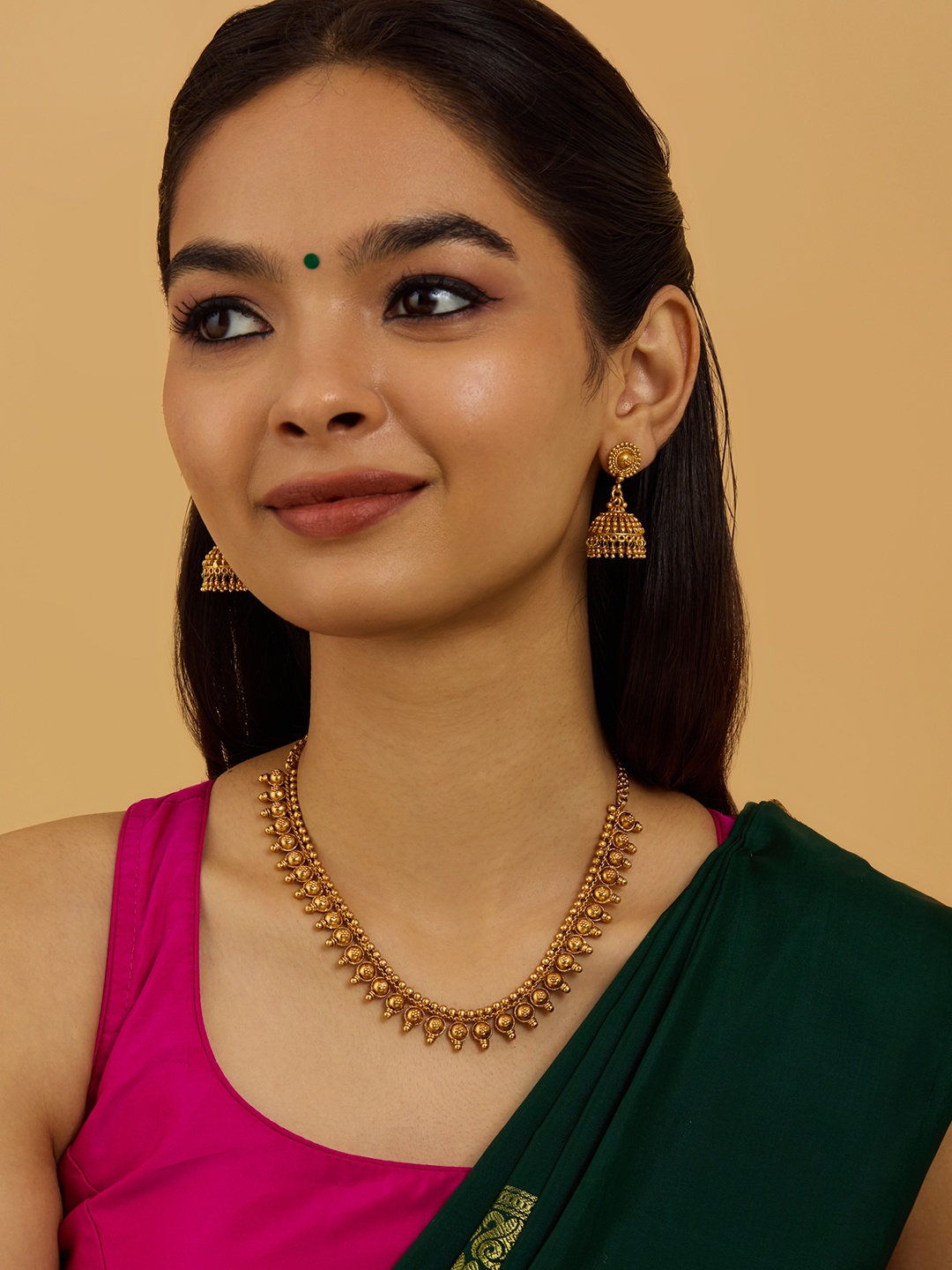 

Kushal's Fashion Jewellery Gold-Plated Antique Jewellery Set