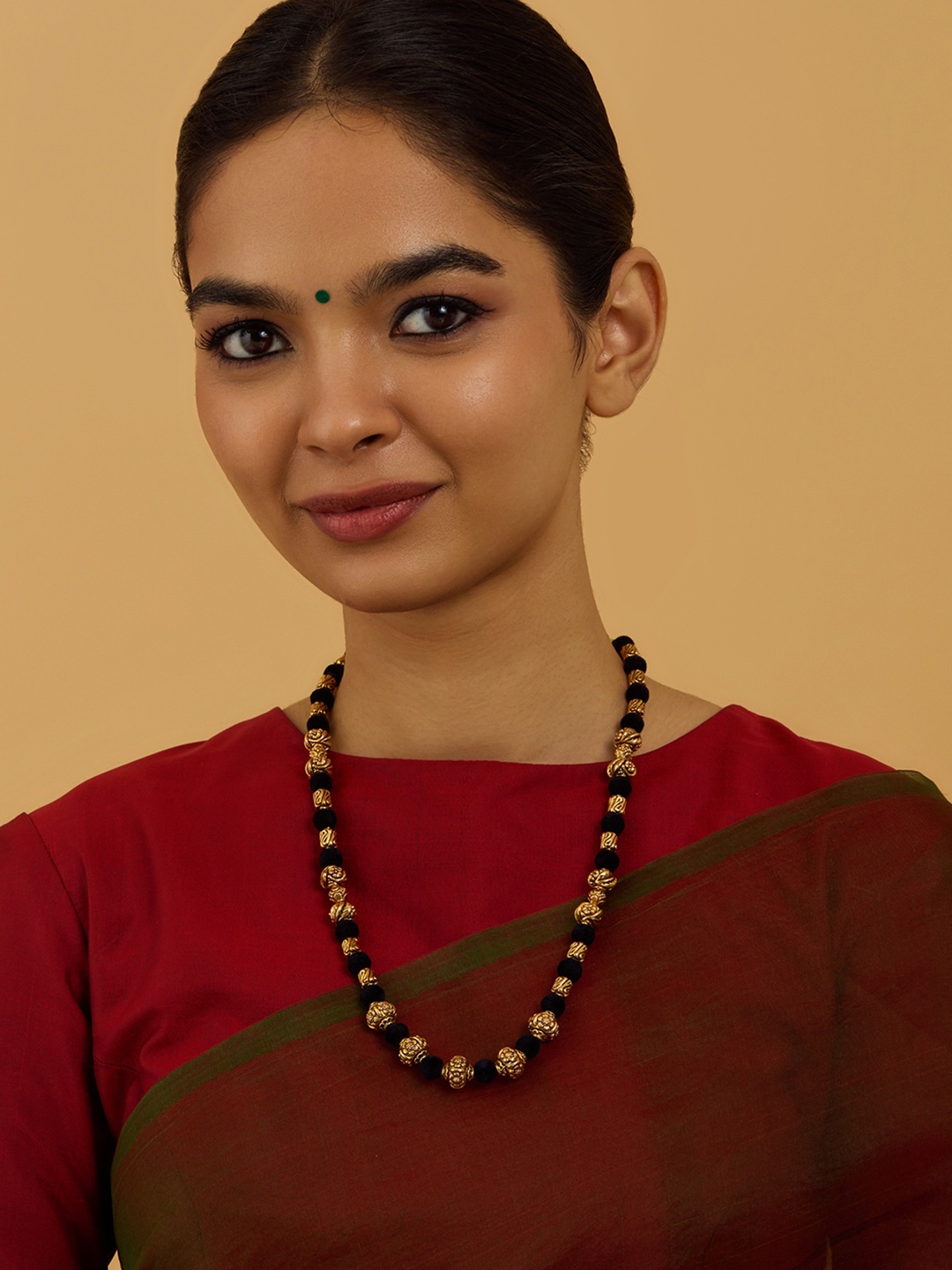 

Kushal's Fashion Jewellery 92.5 Pure Silver Gold-Plated Temple Necklace