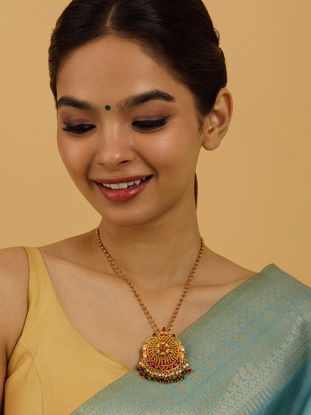 

Kushal's Fashion Jewellery 92.5 Pure Silver Gold-Plated Spherical Pendants