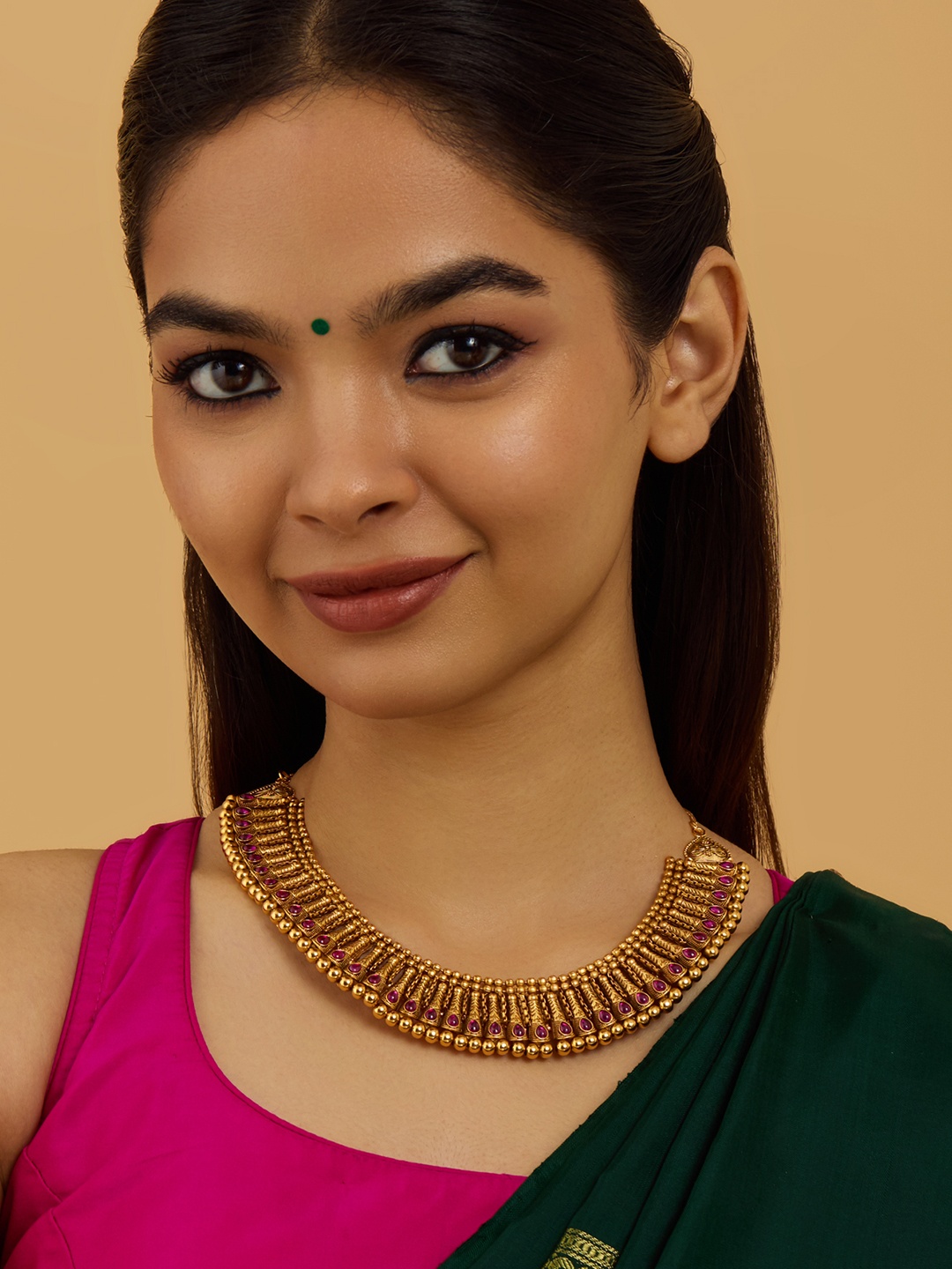 

Kushal's Fashion Jewellery Gold-Plated Antique Necklace
